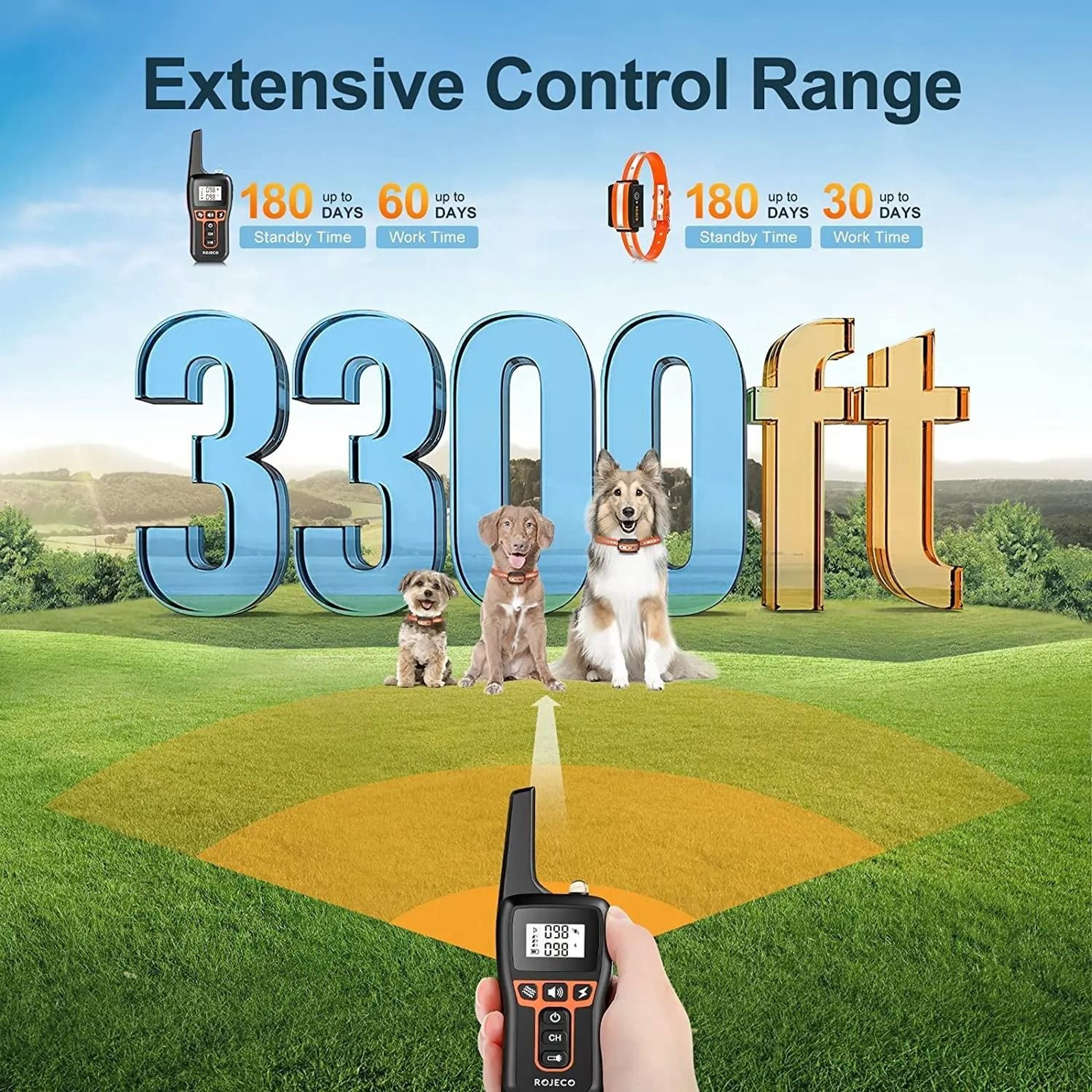 Rechargeable Remote Dog Training Collar With 1000m Range And Bark Control 3