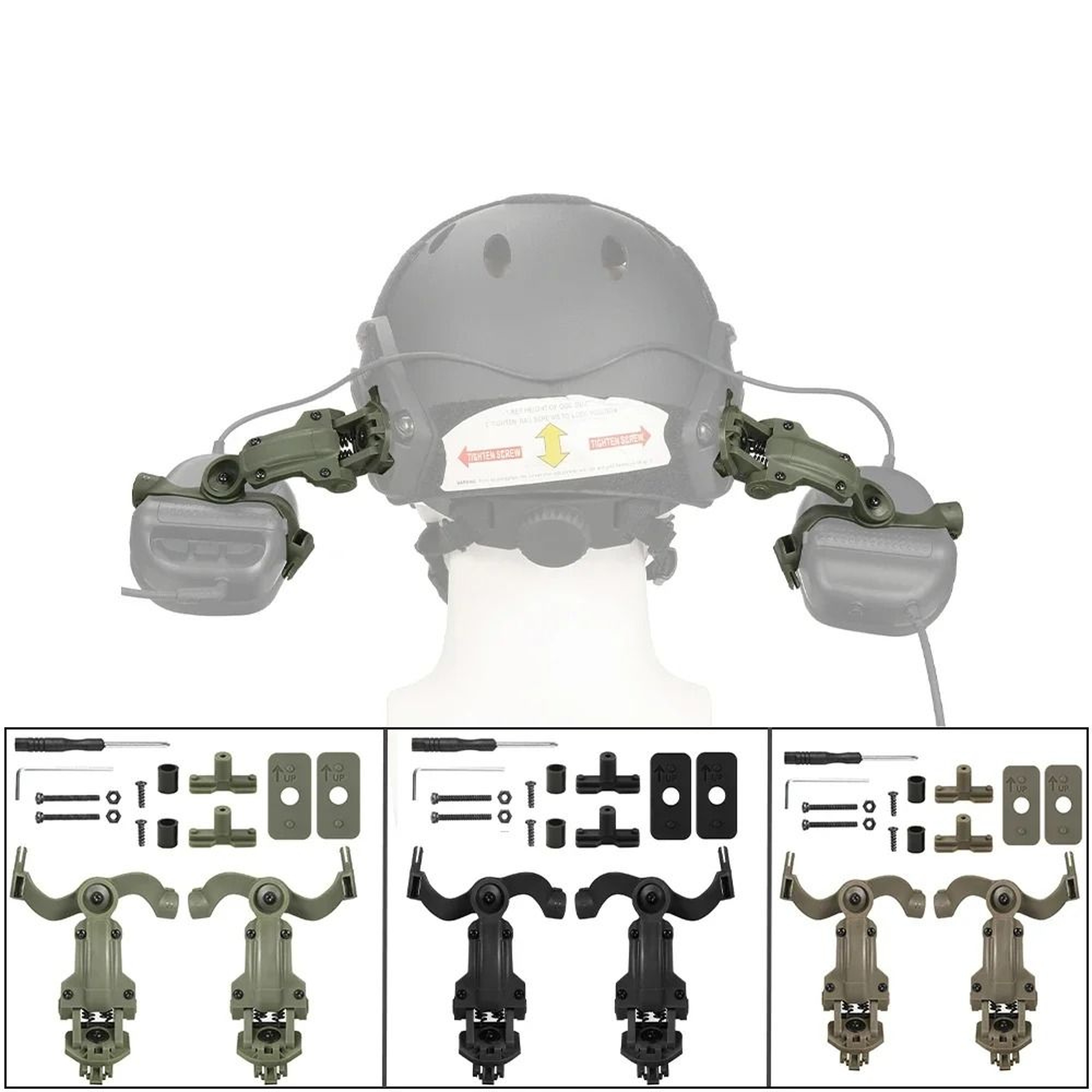 Tactical Noise Reduction Headset With Helmet Rail And PTT Adapter For Shooting 4