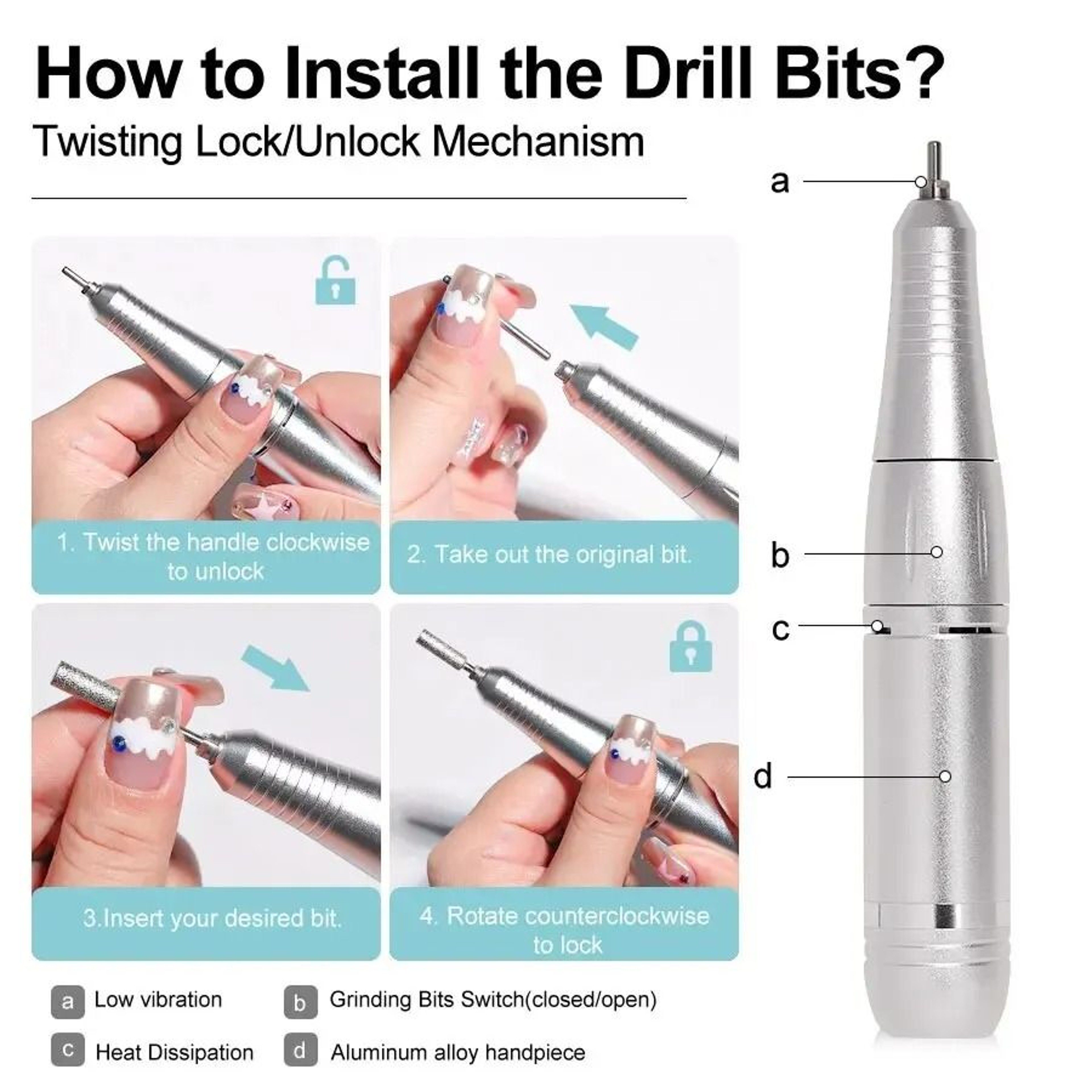 Professional 45000RPM Rechargeable Nail Drill Machine For Manicure And Salon Use 4