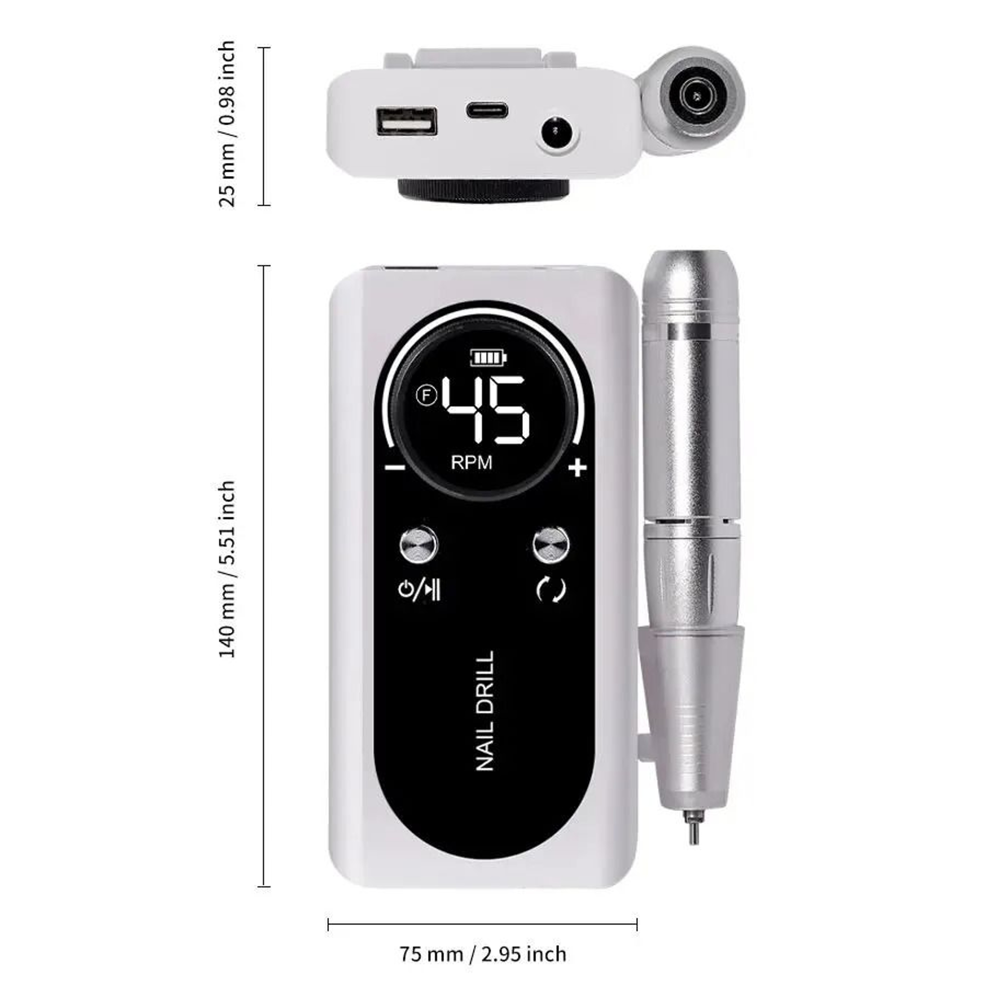 Professional 45000RPM Rechargeable Nail Drill Machine For Manicure And Salon Use 6