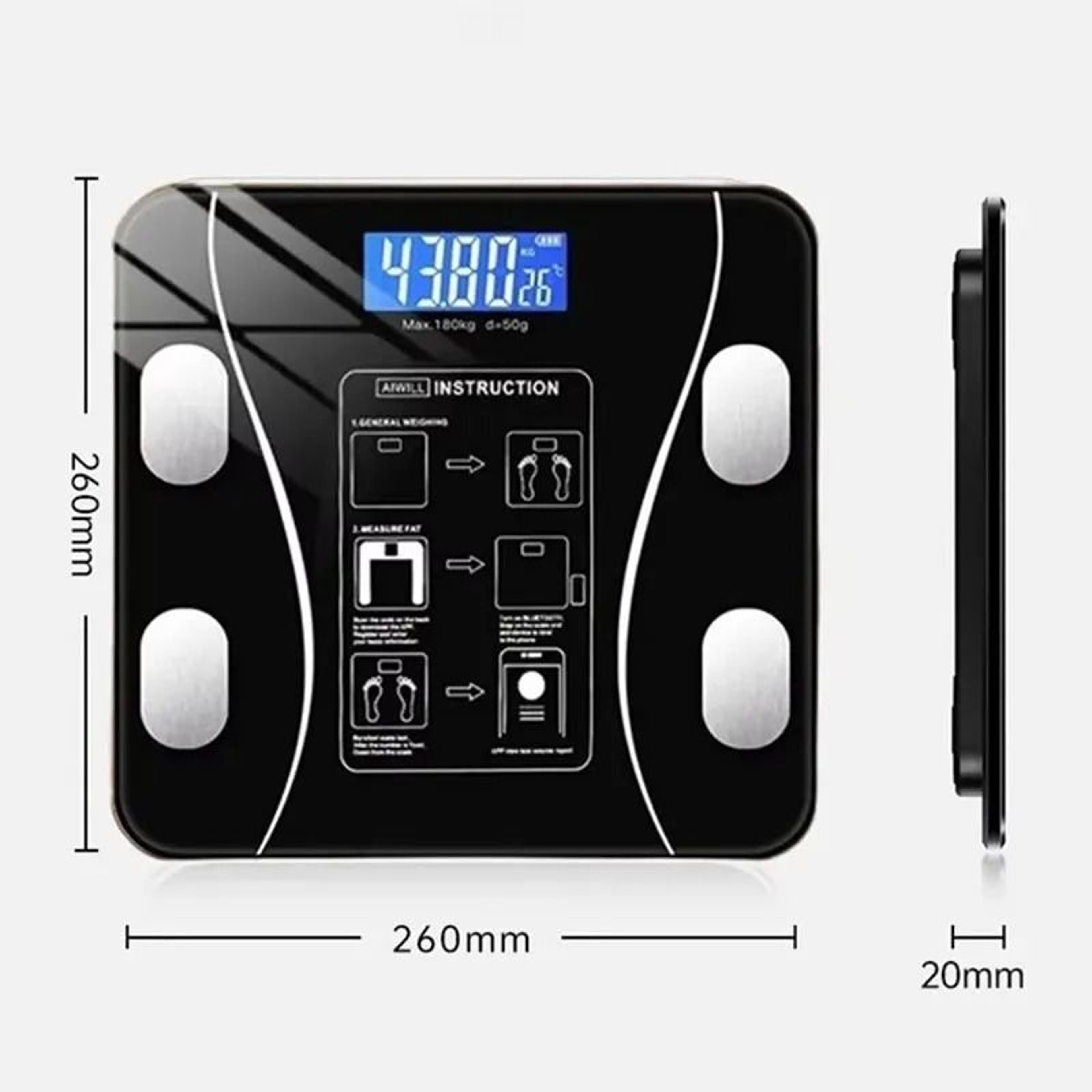 Smart Bluetooth Body Fat Scale With App And USB Charging 3