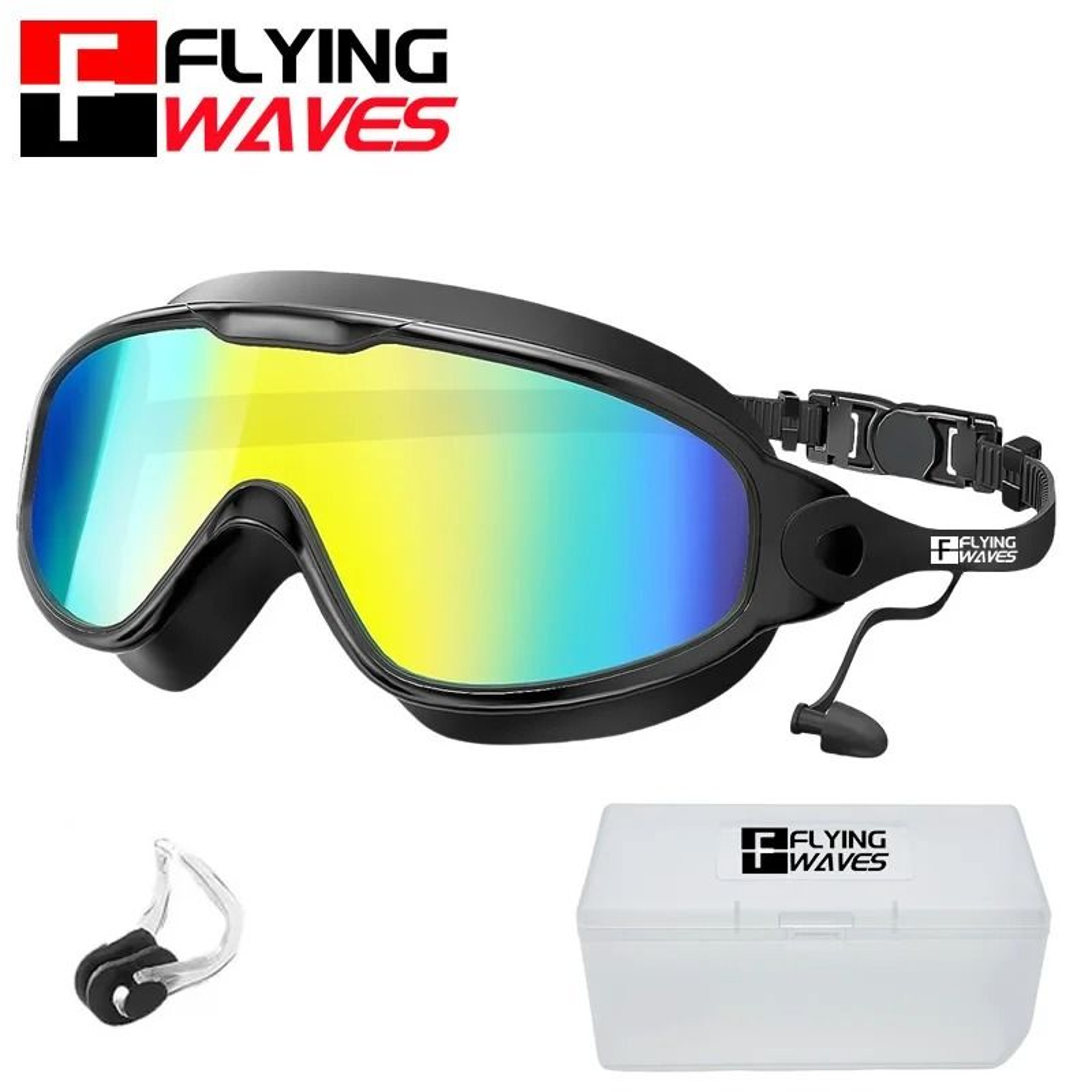 Large Frame AntiFog UV Protection Swim Goggles For Adults Wide View 0