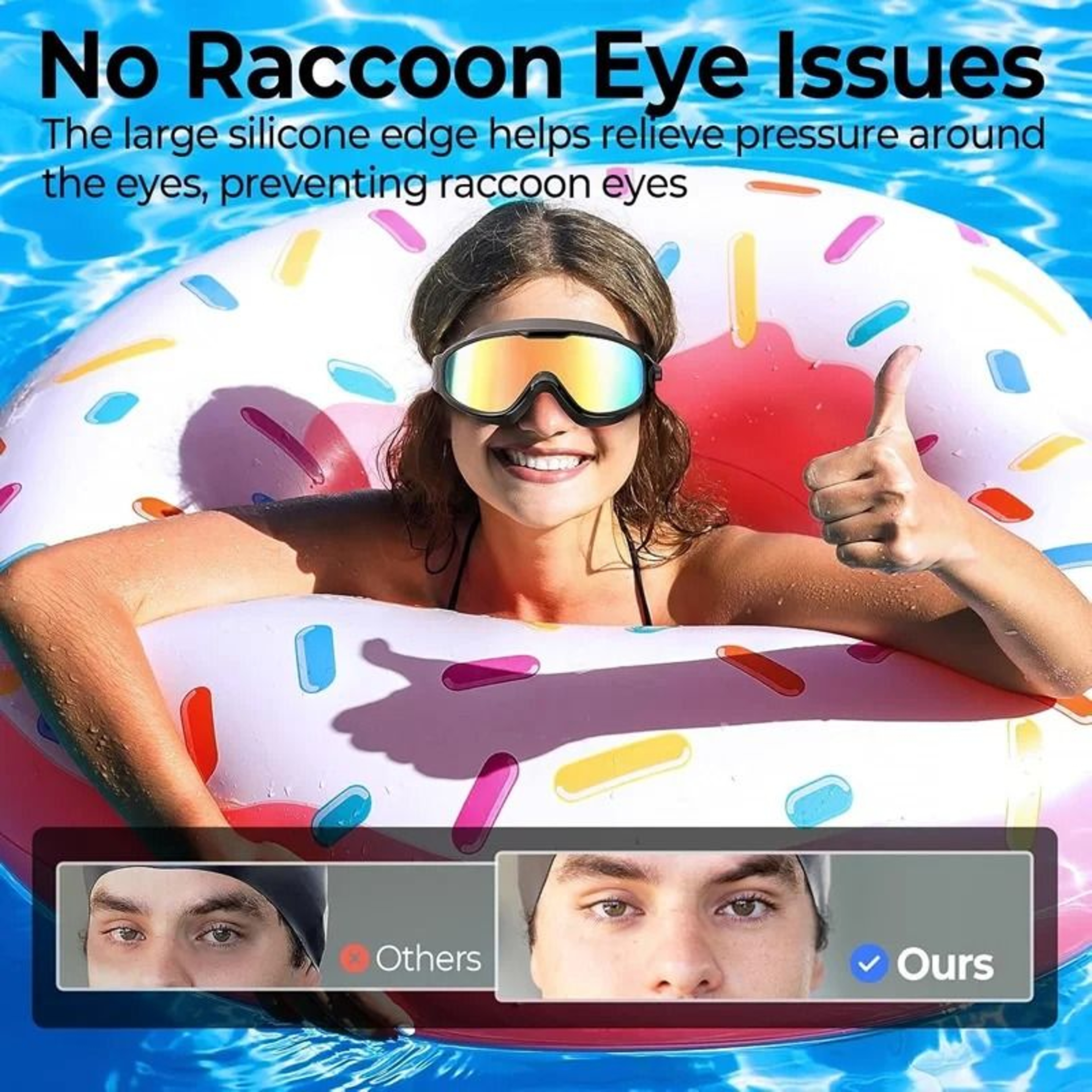 Large Frame AntiFog UV Protection Swim Goggles For Adults Wide View 4