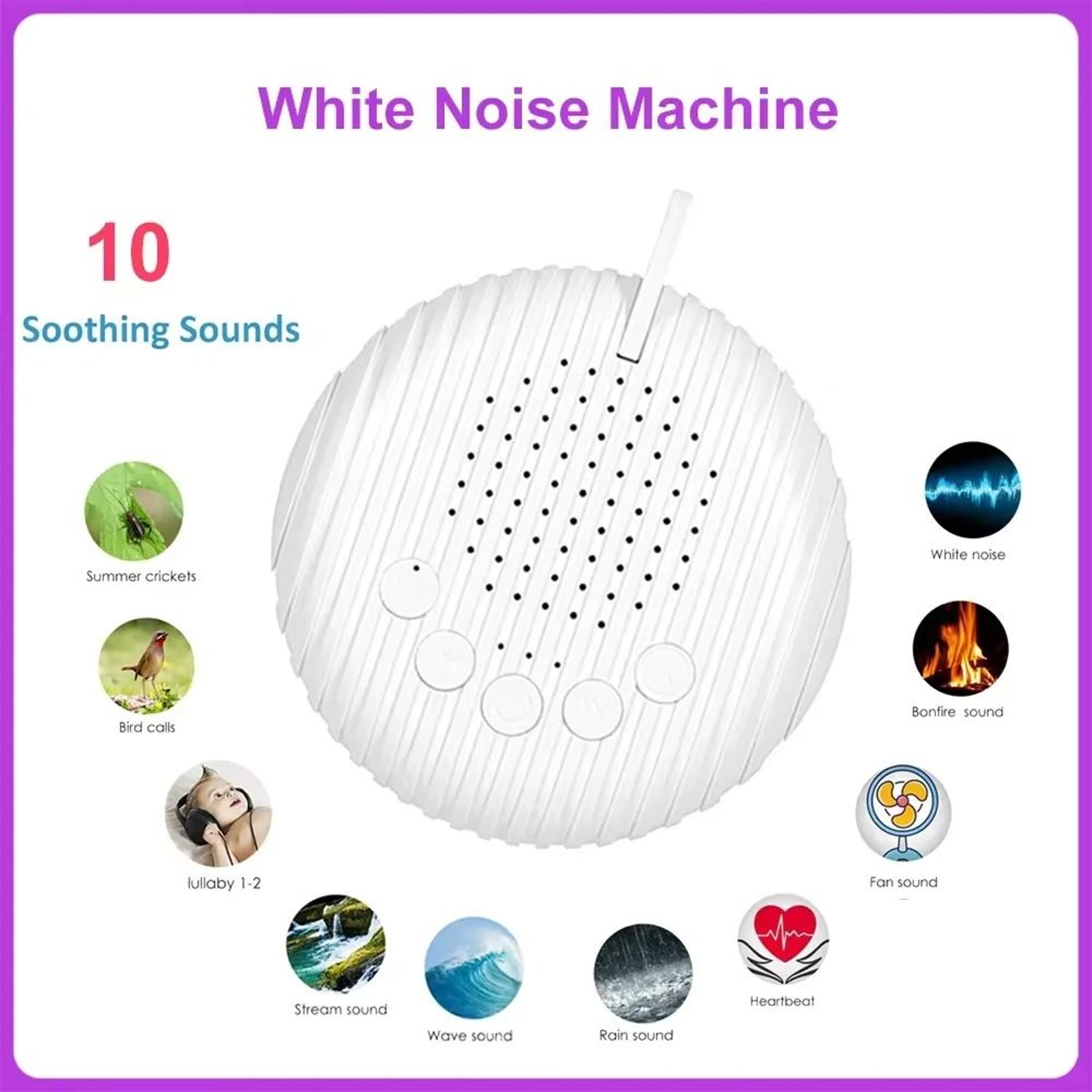 White Noise Sound Machine With 10 Relaxing Sounds For Baby Sleep 0