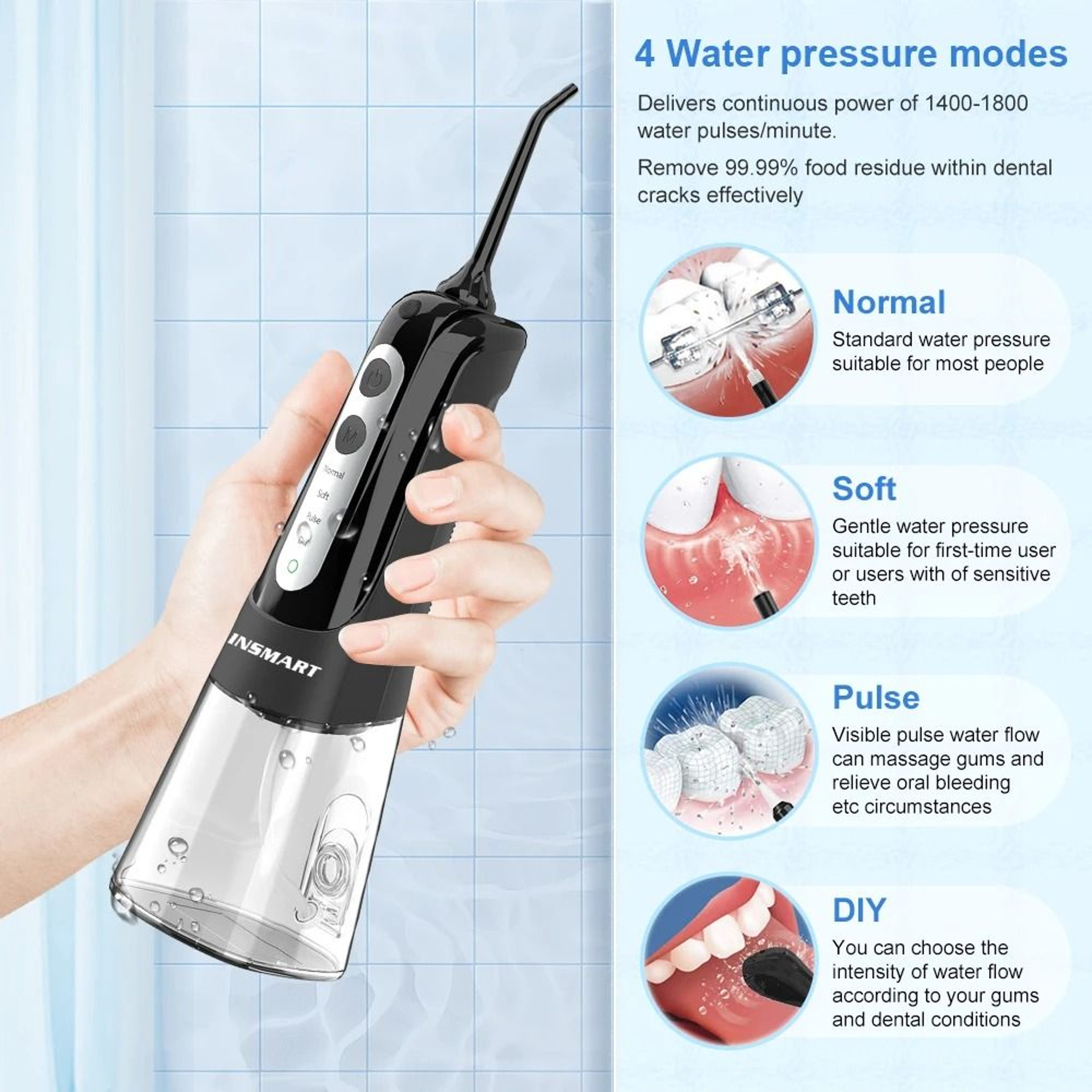 Portable Dental Water Flosser With Whitening Jet And 300ML Tank 2