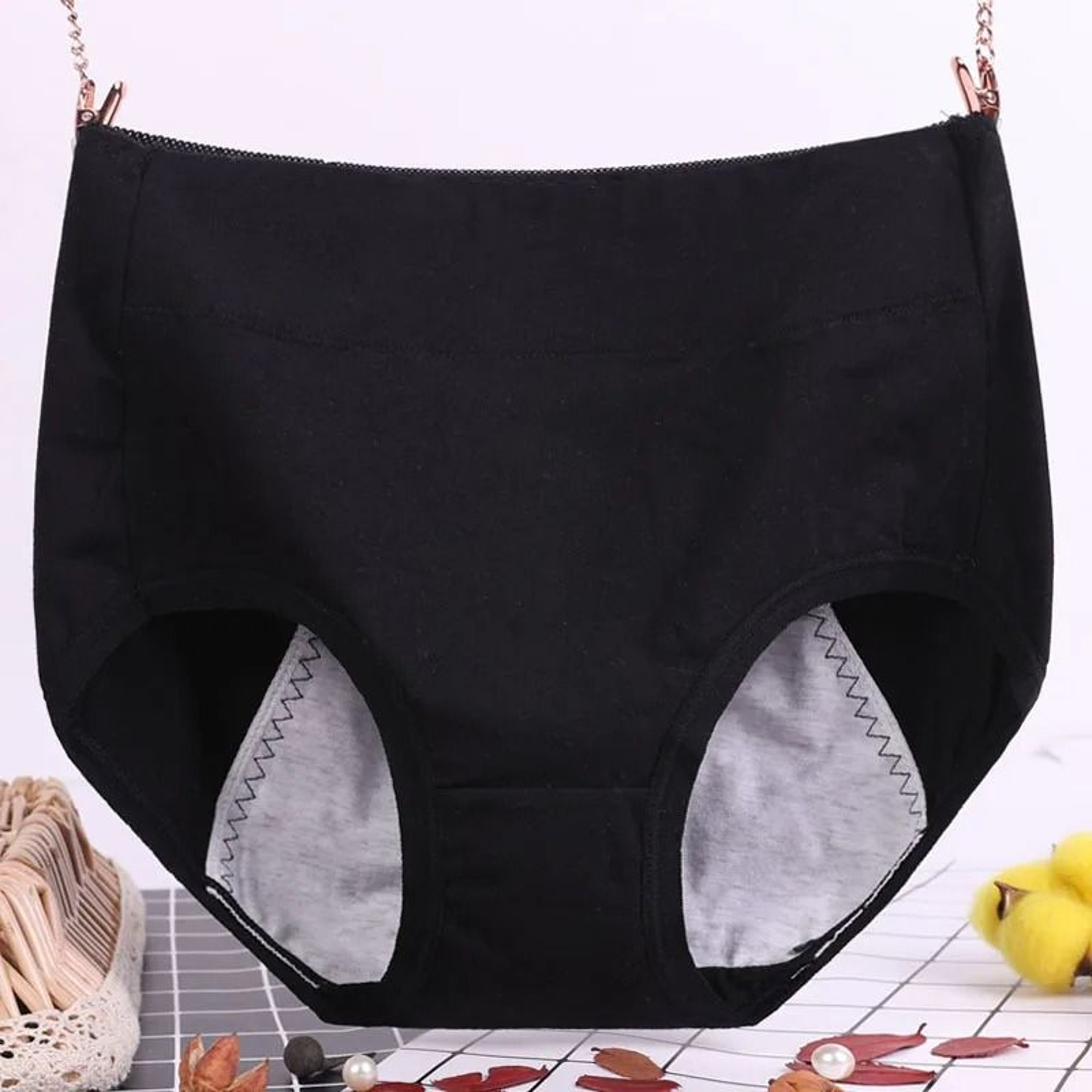 Plus Size Leak Proof Cotton High Waist Menstrual Panties For Women 7