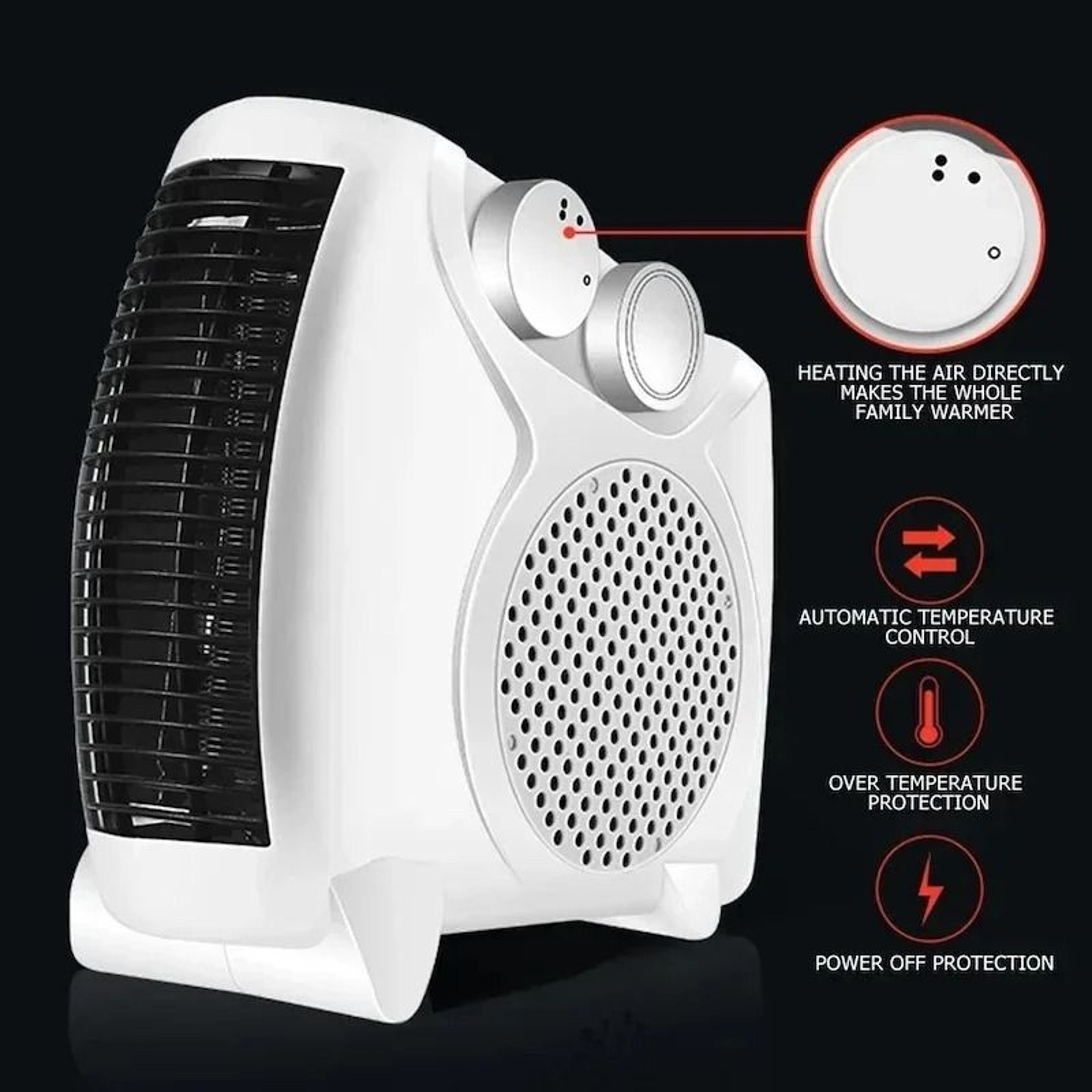Portable Electric Heater Fan With Adjustable Warm Air Settings 5