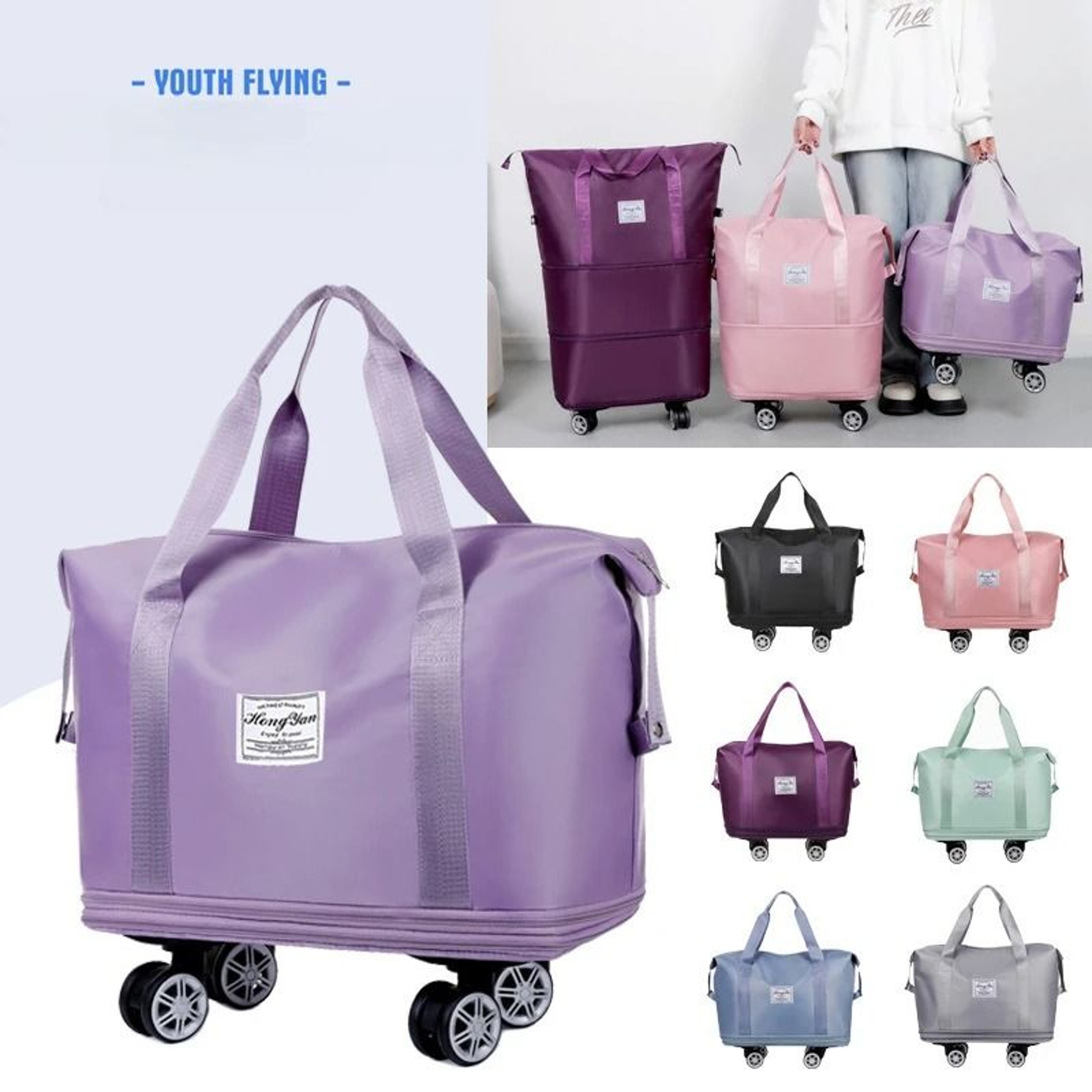 Universal Wheel Expandable Travel Bag With Large Capacity And DryWet Separation 0