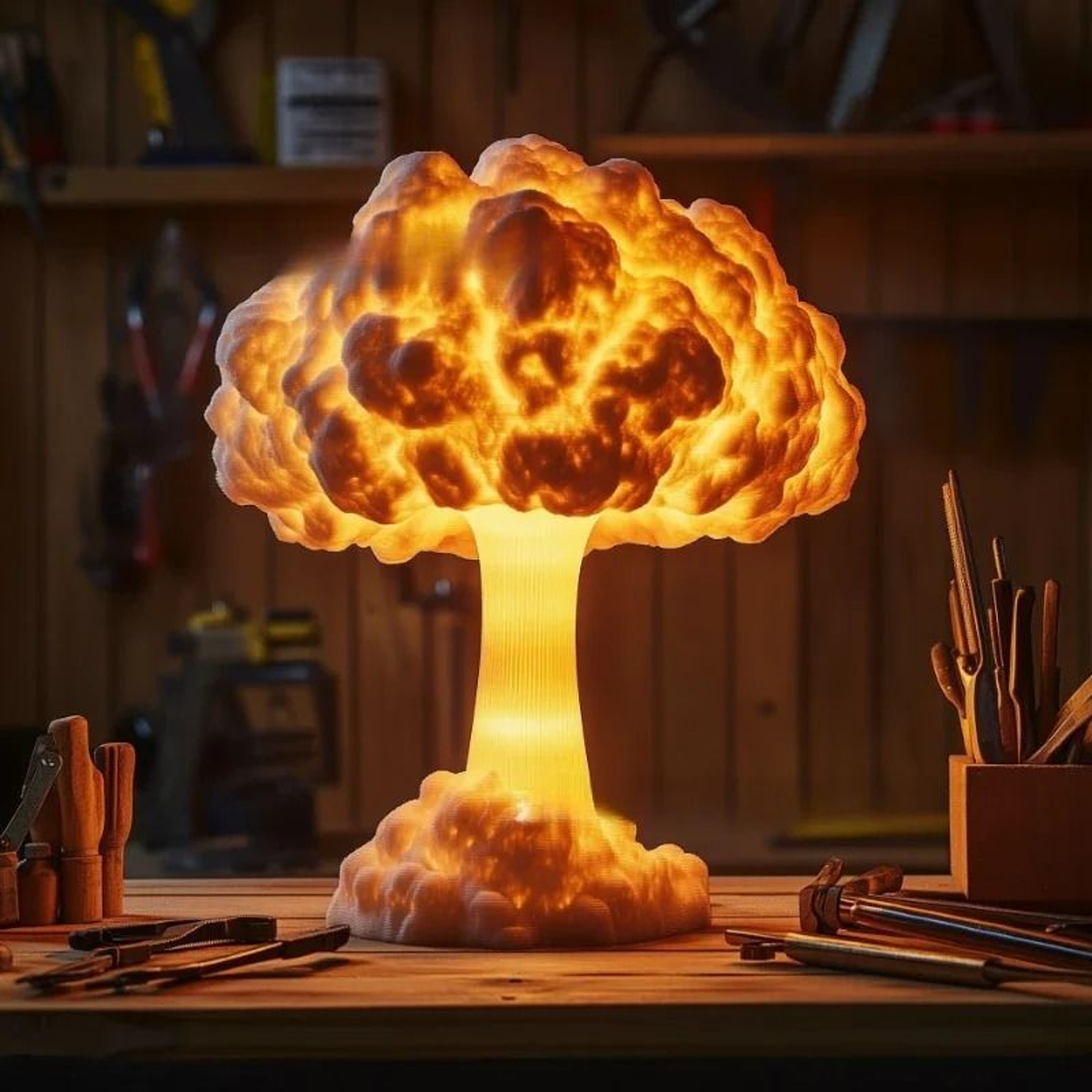 Atomic Mushroom Cloud Table Lamp Resin Decoration With USB Power 0