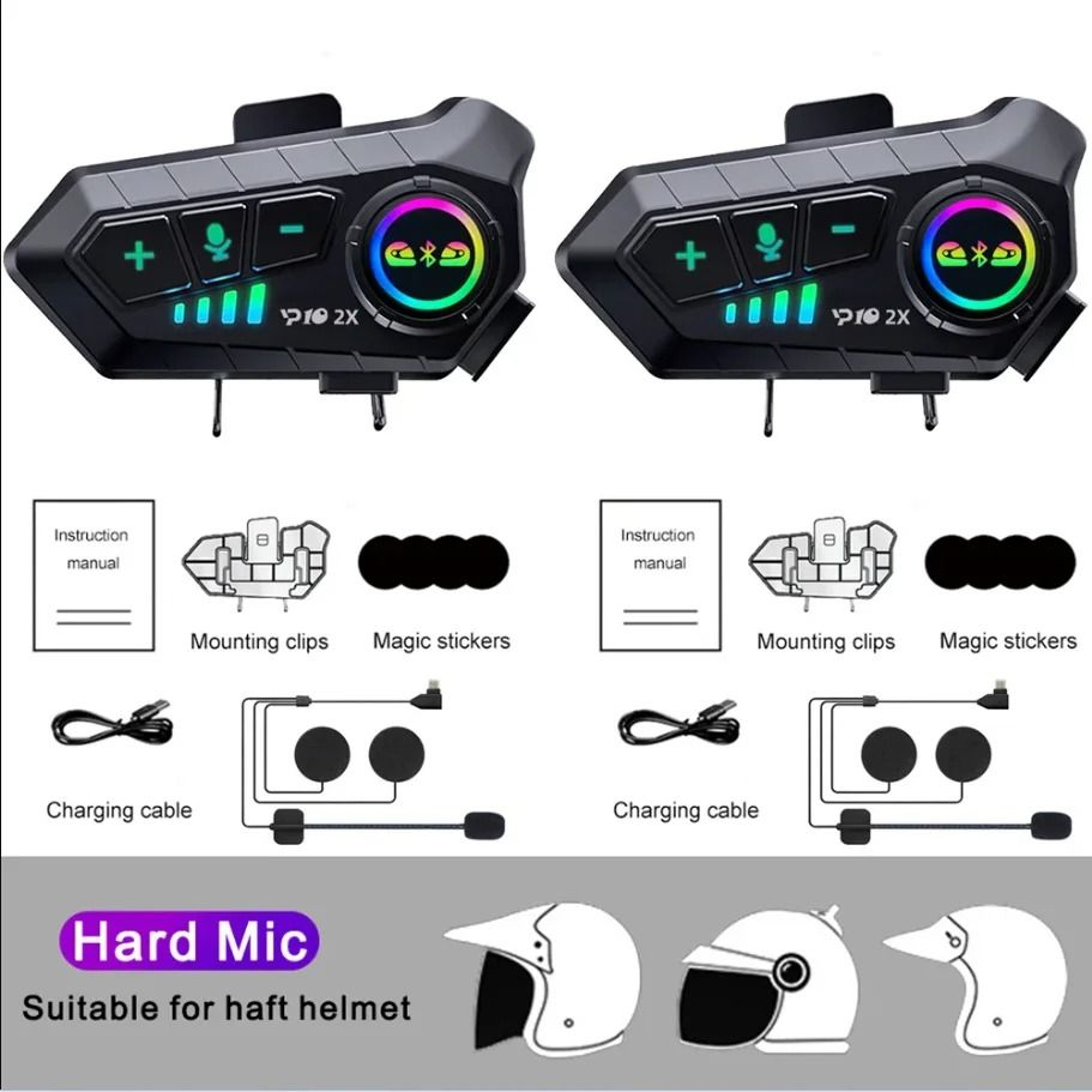 Wireless Bluetooth 53 Motorcycle Helmet Intercom Headset Waterproof 300m Speaker And Microphone Set 8