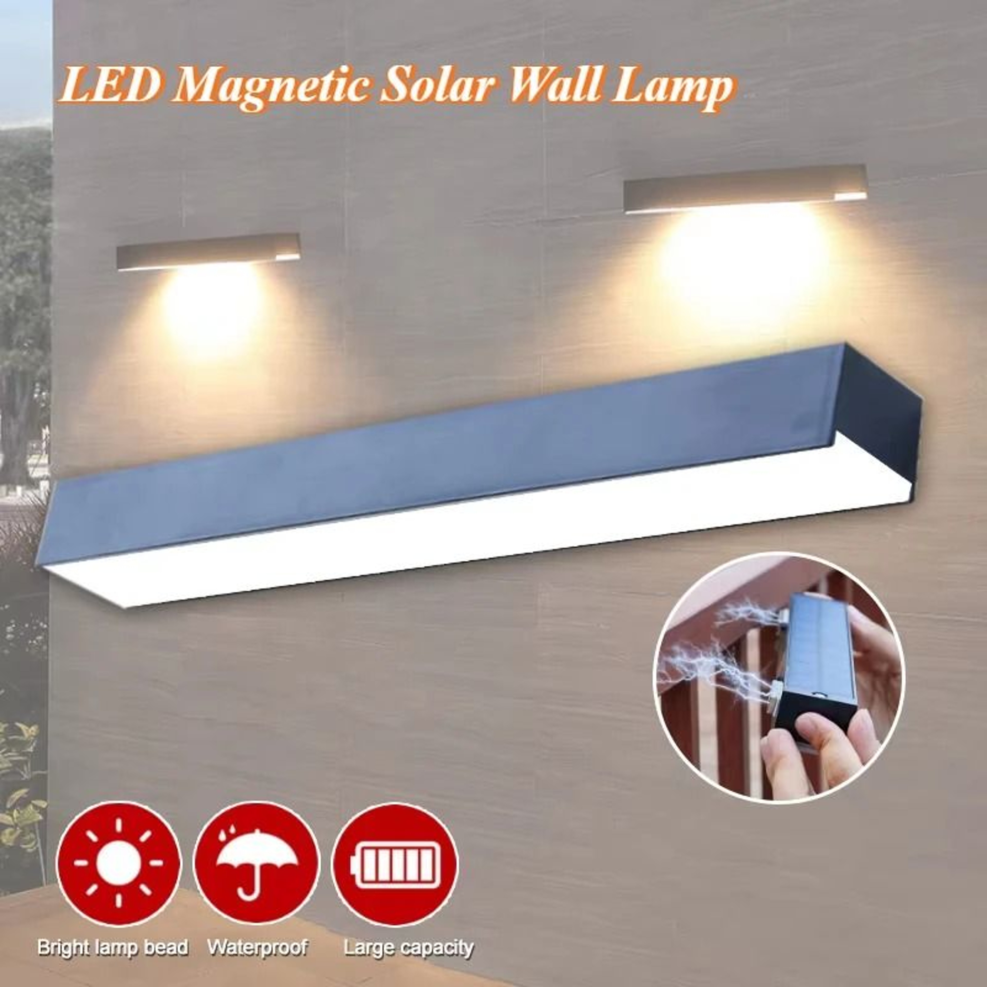 LED Solar Magnetic Wall Light Waterproof Outdoor Night Lamp For Garden Patio Yard Path 1