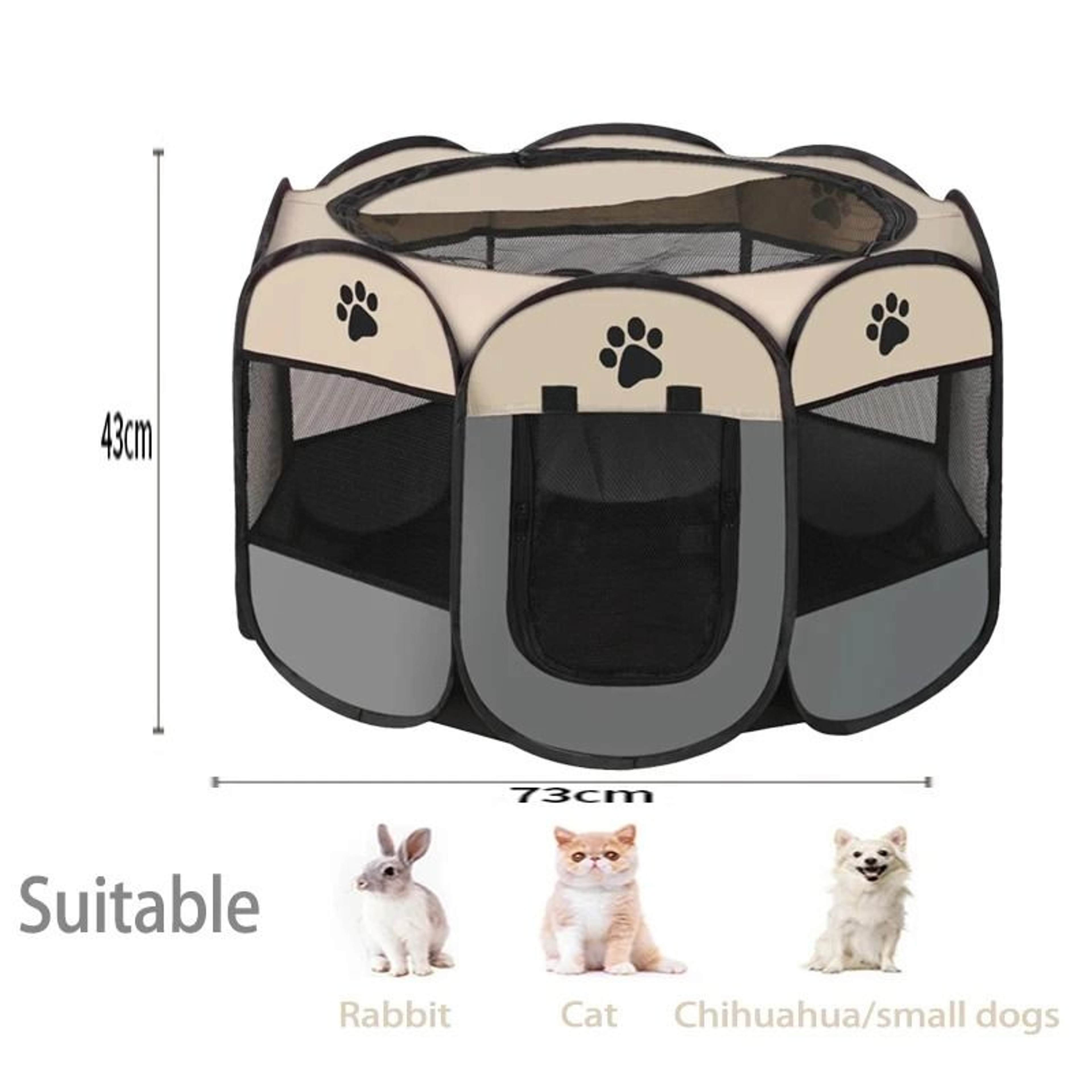 Foldable Pet Tent Portable Octagonal Cat And Small Dog Playpen 5