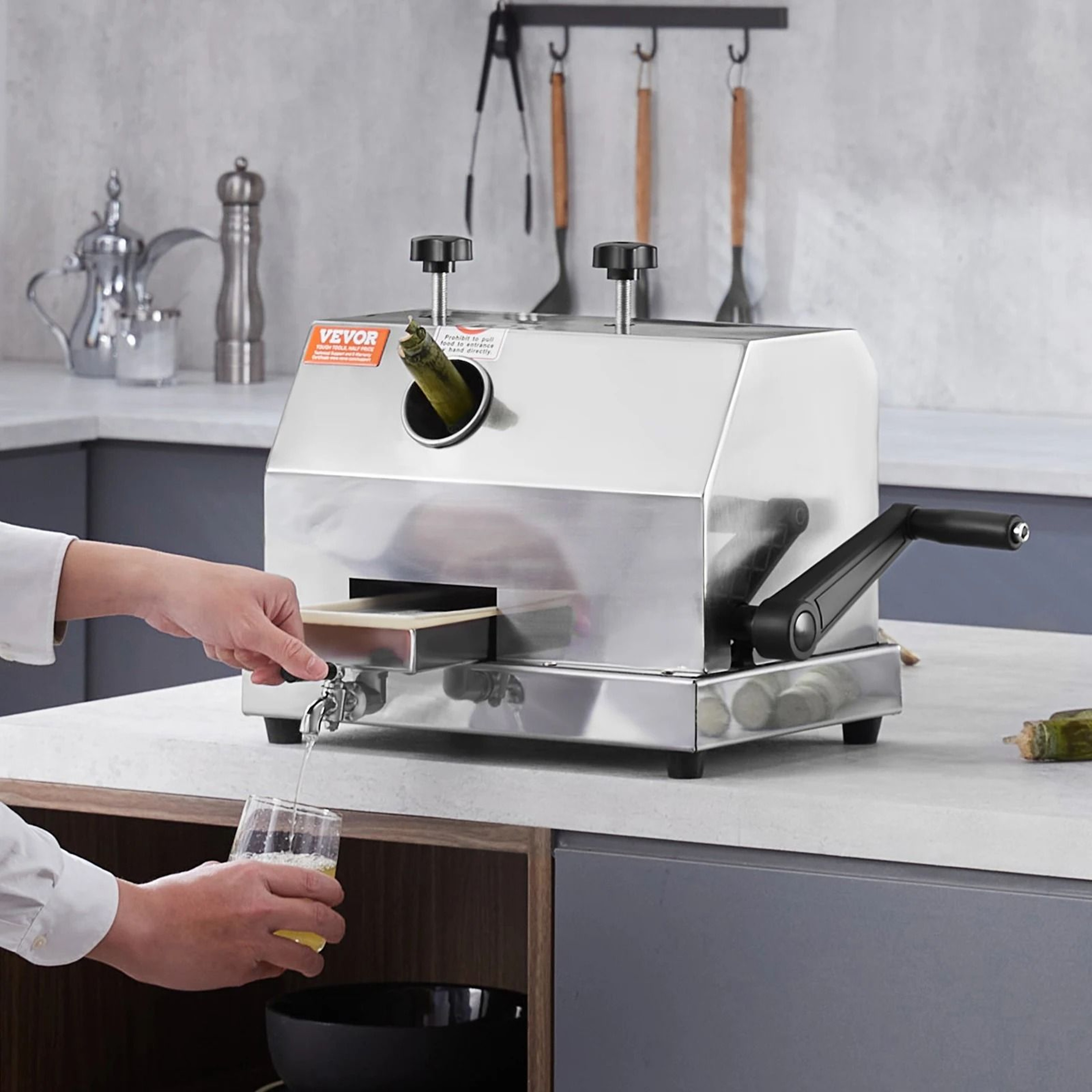 Commercial Manual Sugar Cane Juicer  110 LBSH High Output Stainless Steel Machine With Large Inlet 1