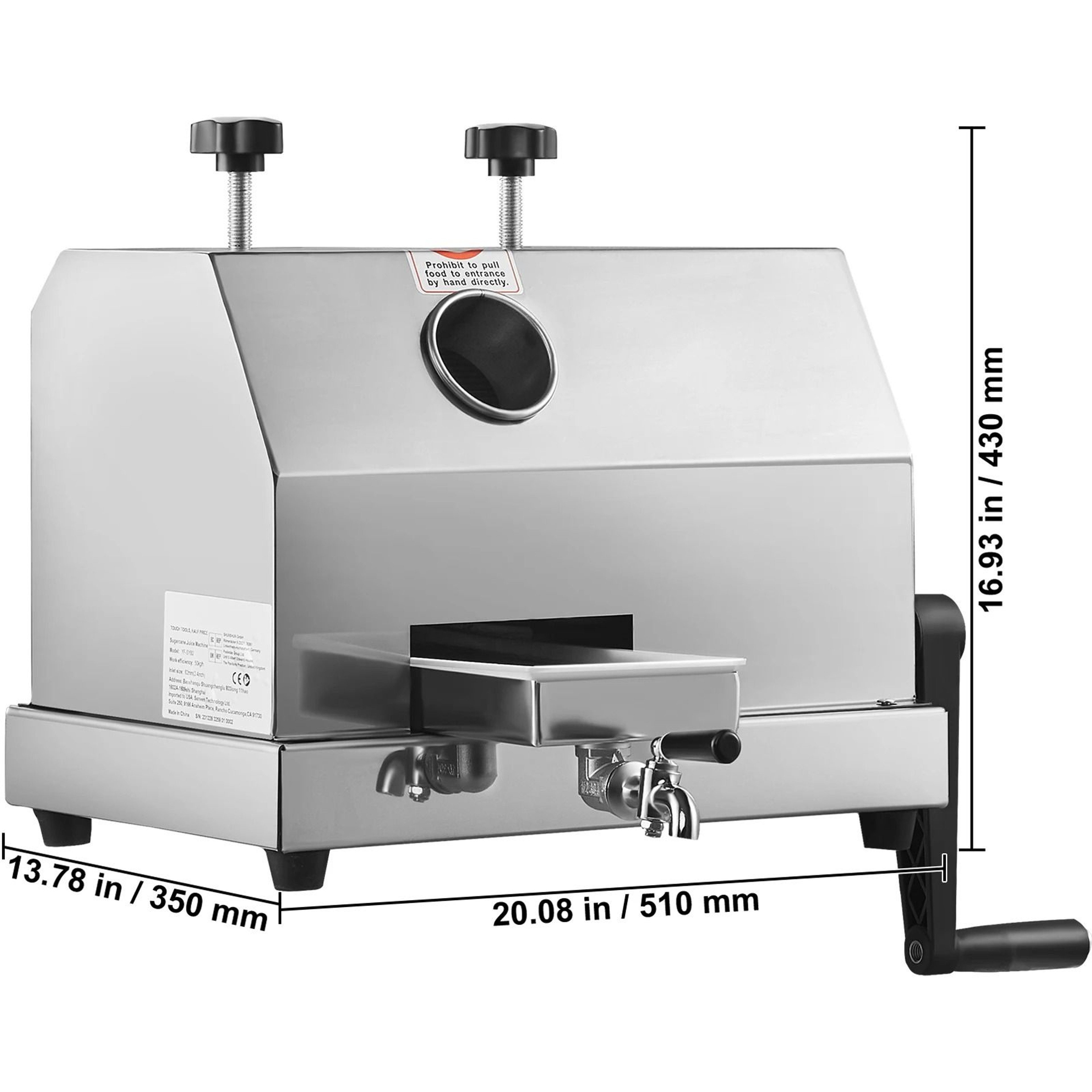 Commercial Manual Sugar Cane Juicer  110 LBSH High Output Stainless Steel Machine With Large Inlet 6