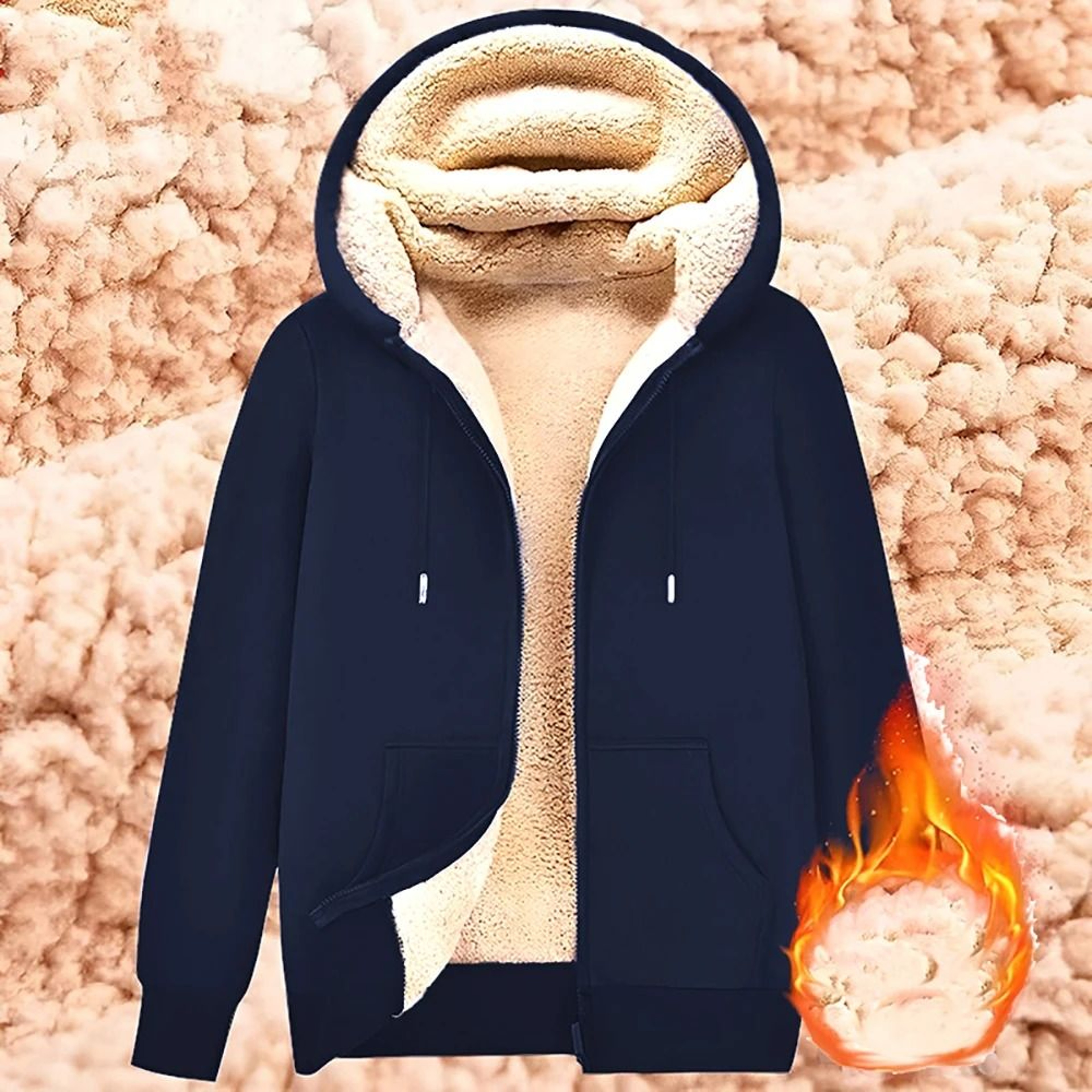 Sherpa Lined Zip Hoodie Warm Fleece Jacket With Pockets 4