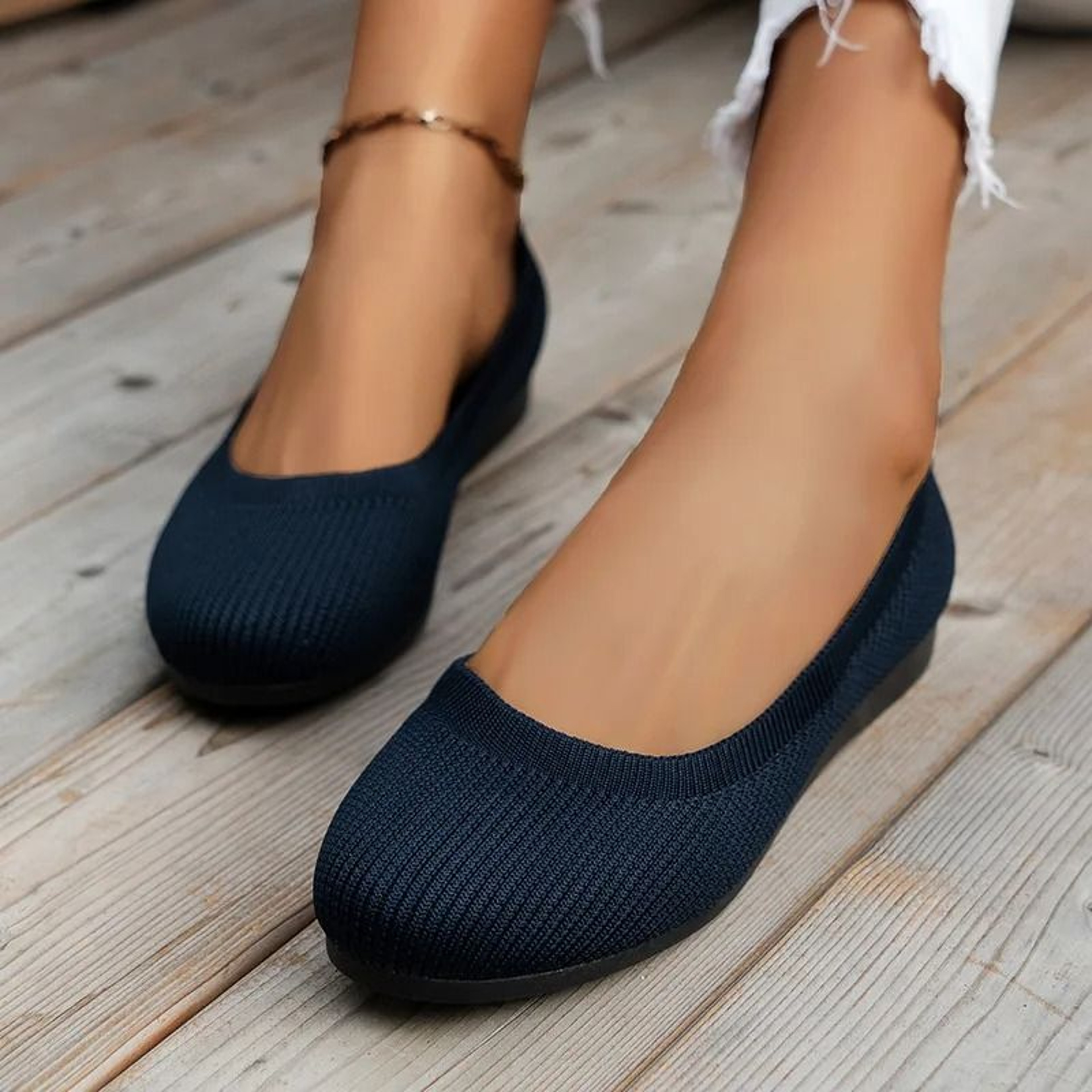 Womens Knitted Sock Sneakers Lightweight Slip On Flat Shoes 7