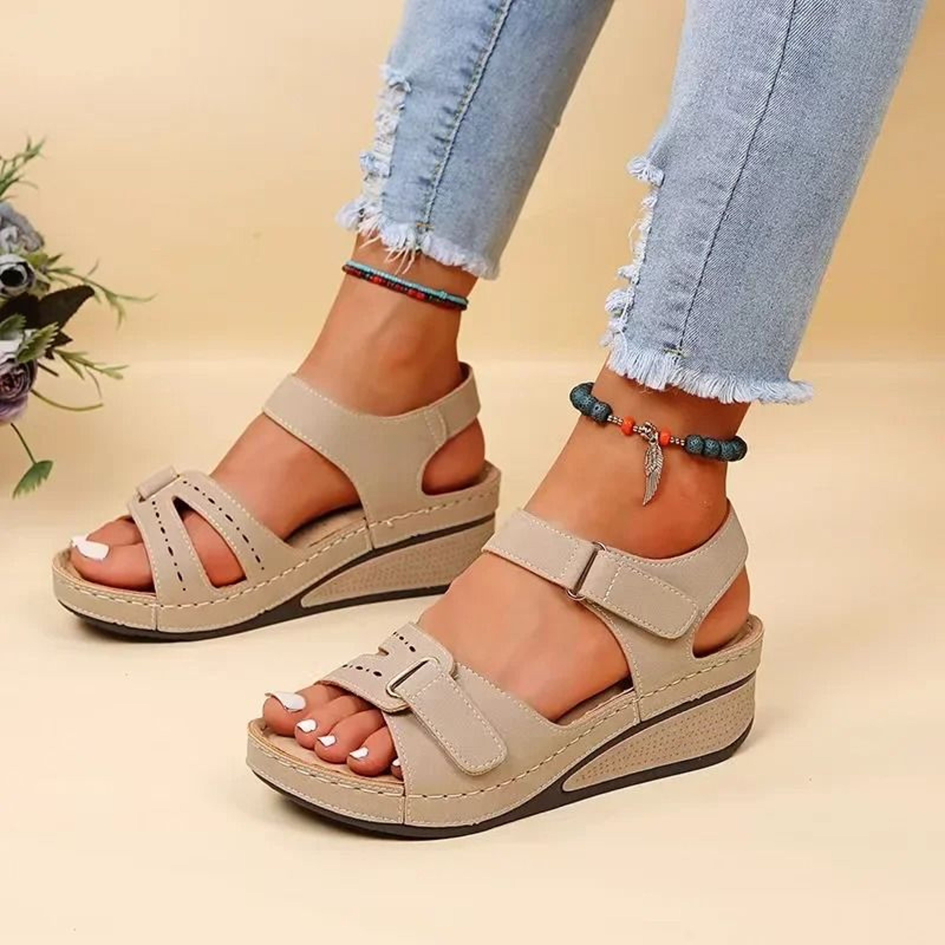 Women Slip On Open Toe Sandals Comfortable Summer Walking Shoes 2