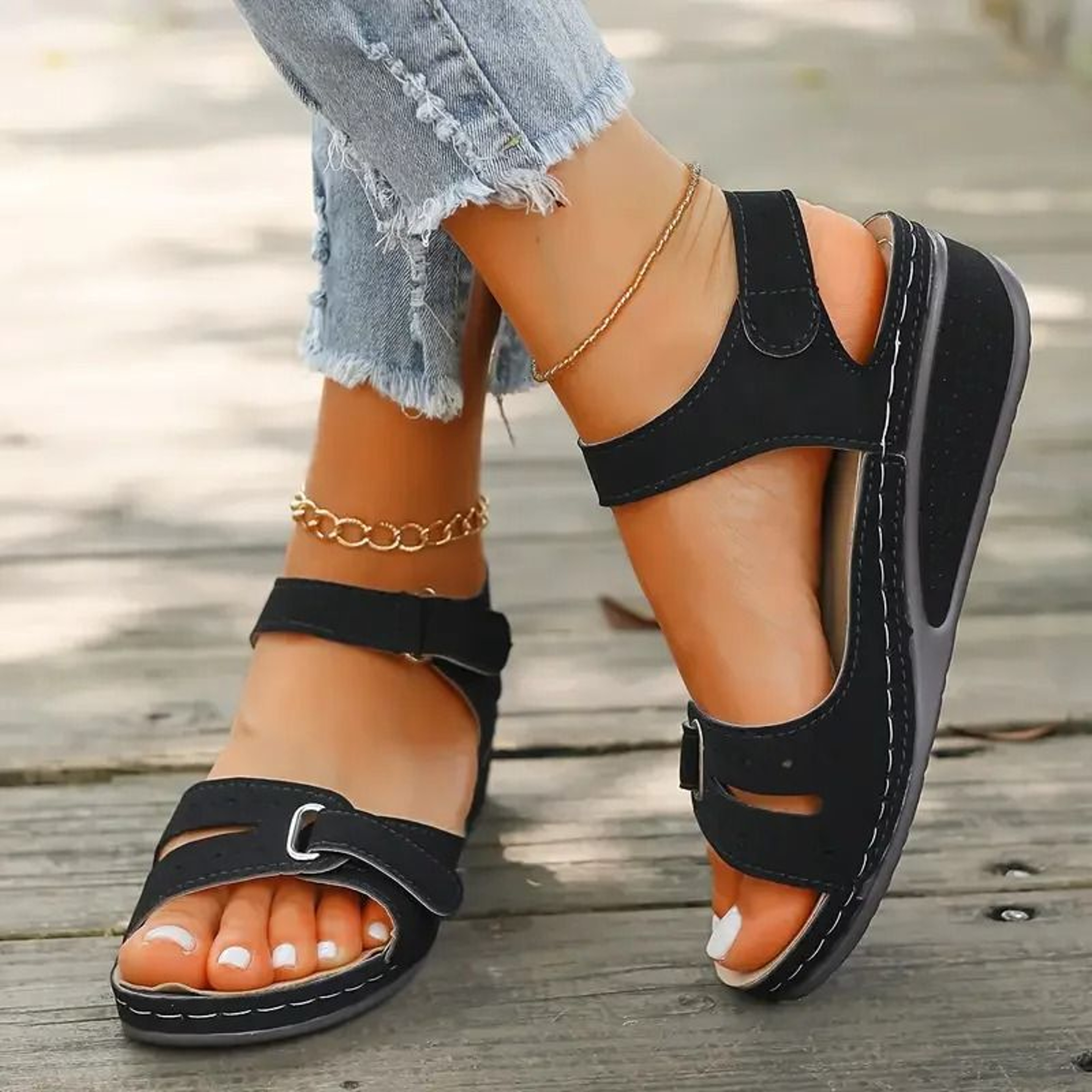 Women Slip On Open Toe Sandals Comfortable Summer Walking Shoes 6