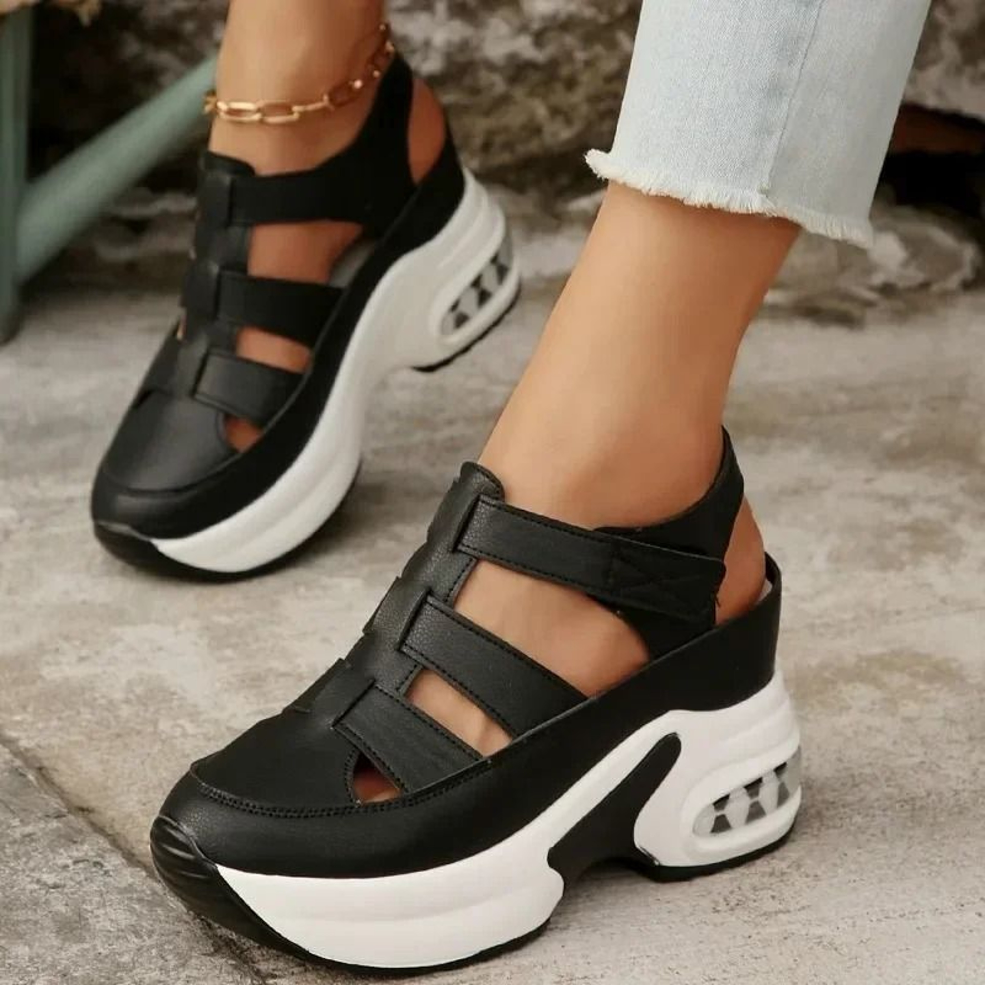 Womens Closed Toe Platform Sandals Summer Wedges Casual Comfort 6