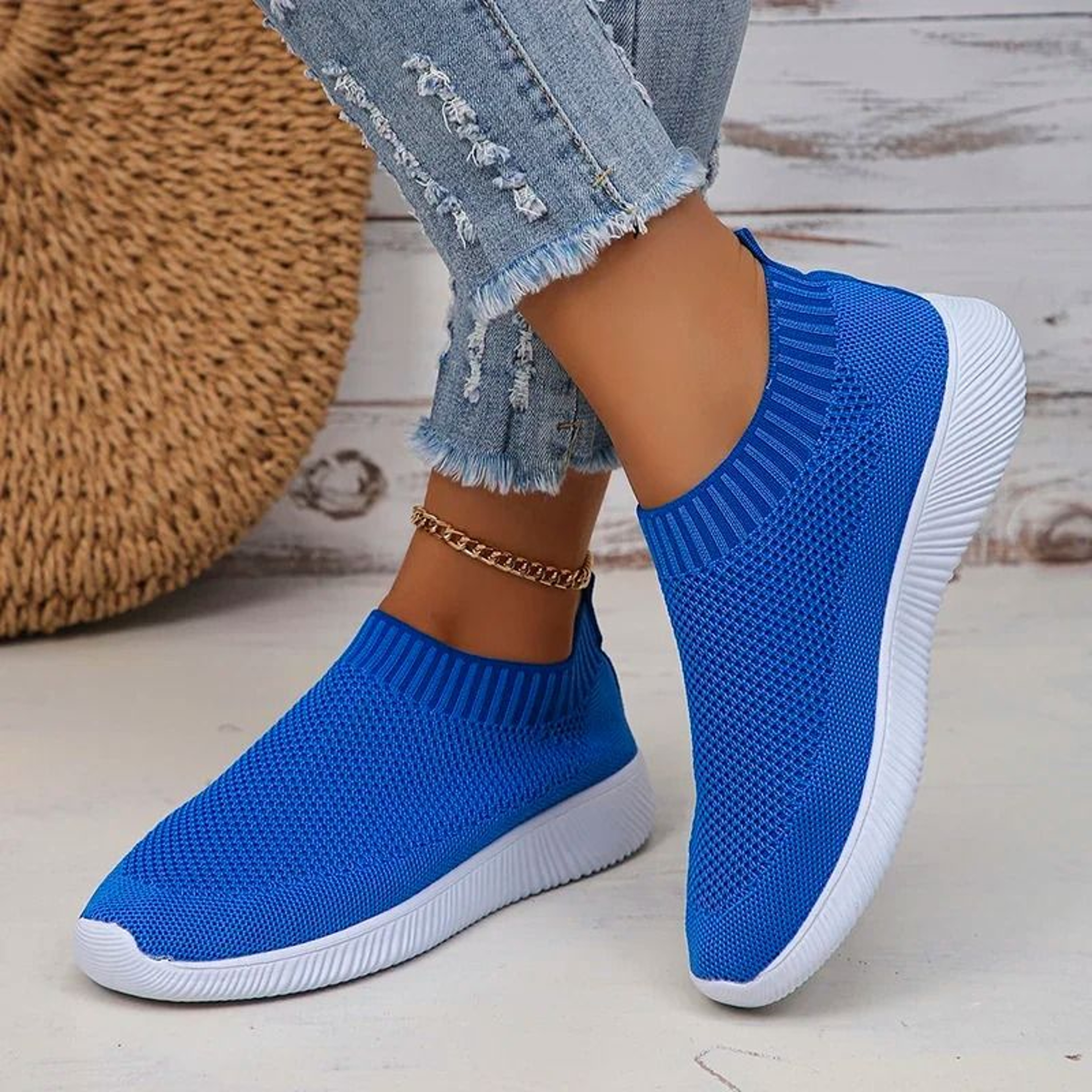 Breathable Mesh Platform Sneakers Slip On Lightweight Casual Sports Shoes 0