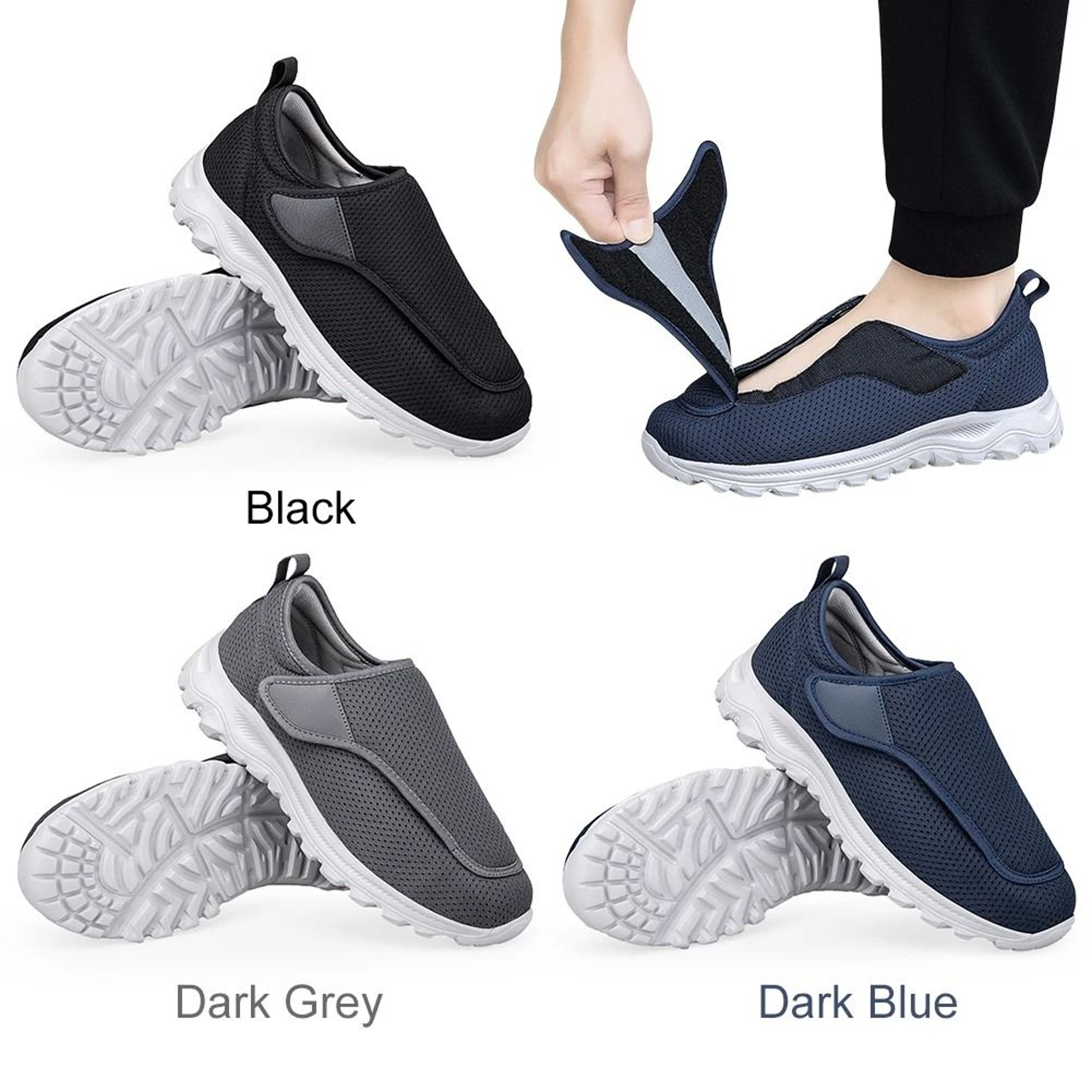 Men Diabetic Orthopedic Walking Shoes Wide Fit Slip On With Velcro Closure 0