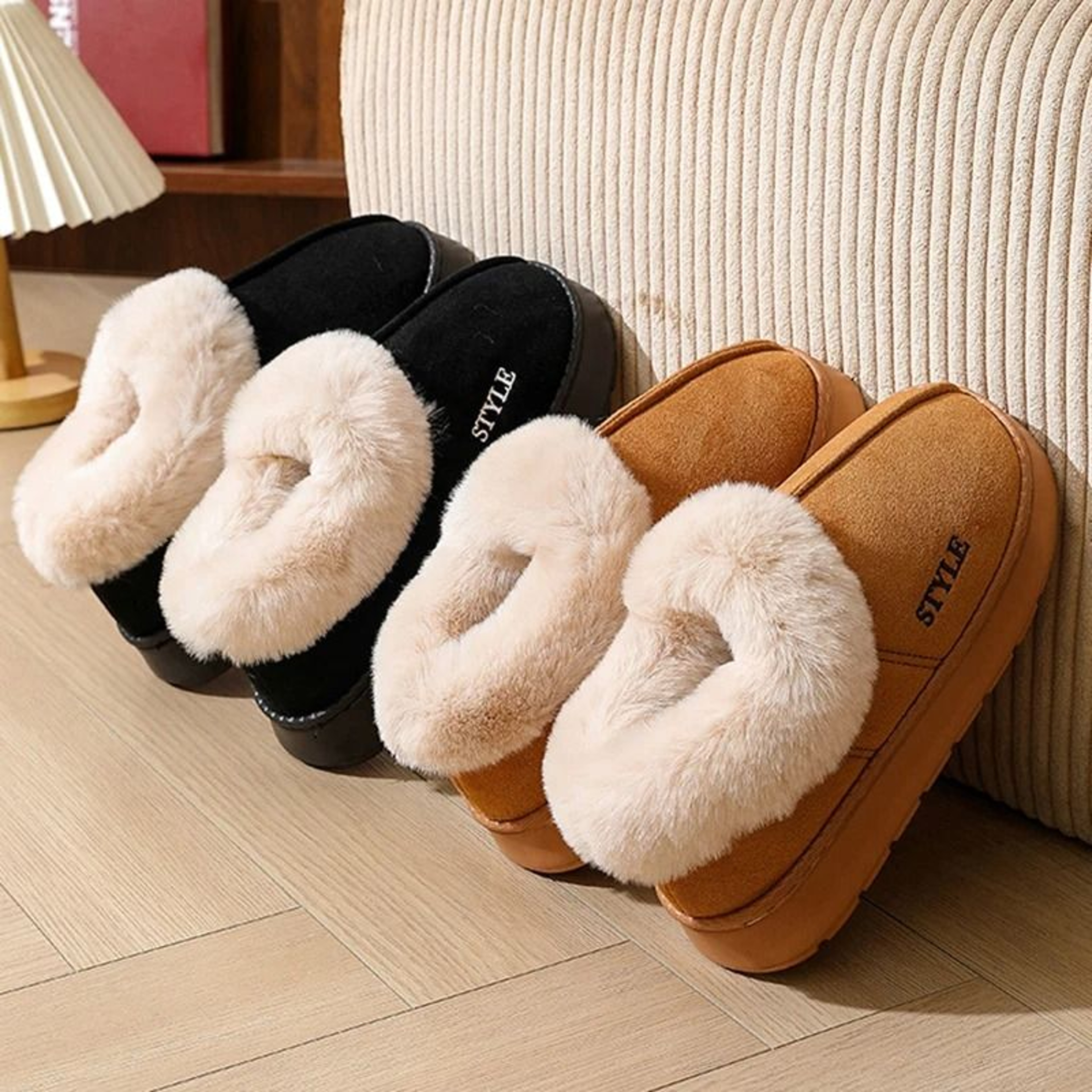 Anti Slip Plush Platform Winter Boots Warm Faux Suede Cotton Padded 1