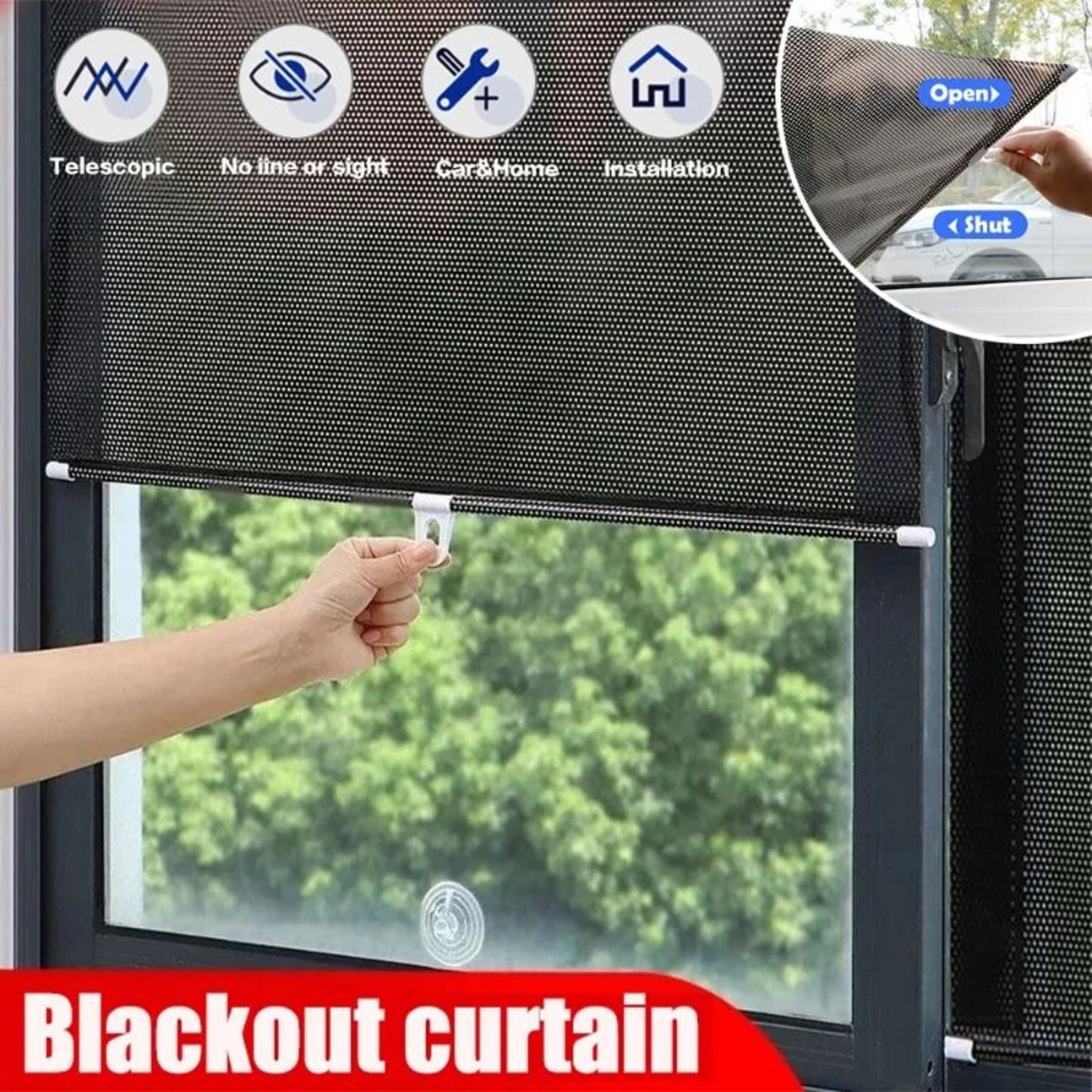 Universal Suction Cup Blackout Roller Blinds For Windows And Cars 0