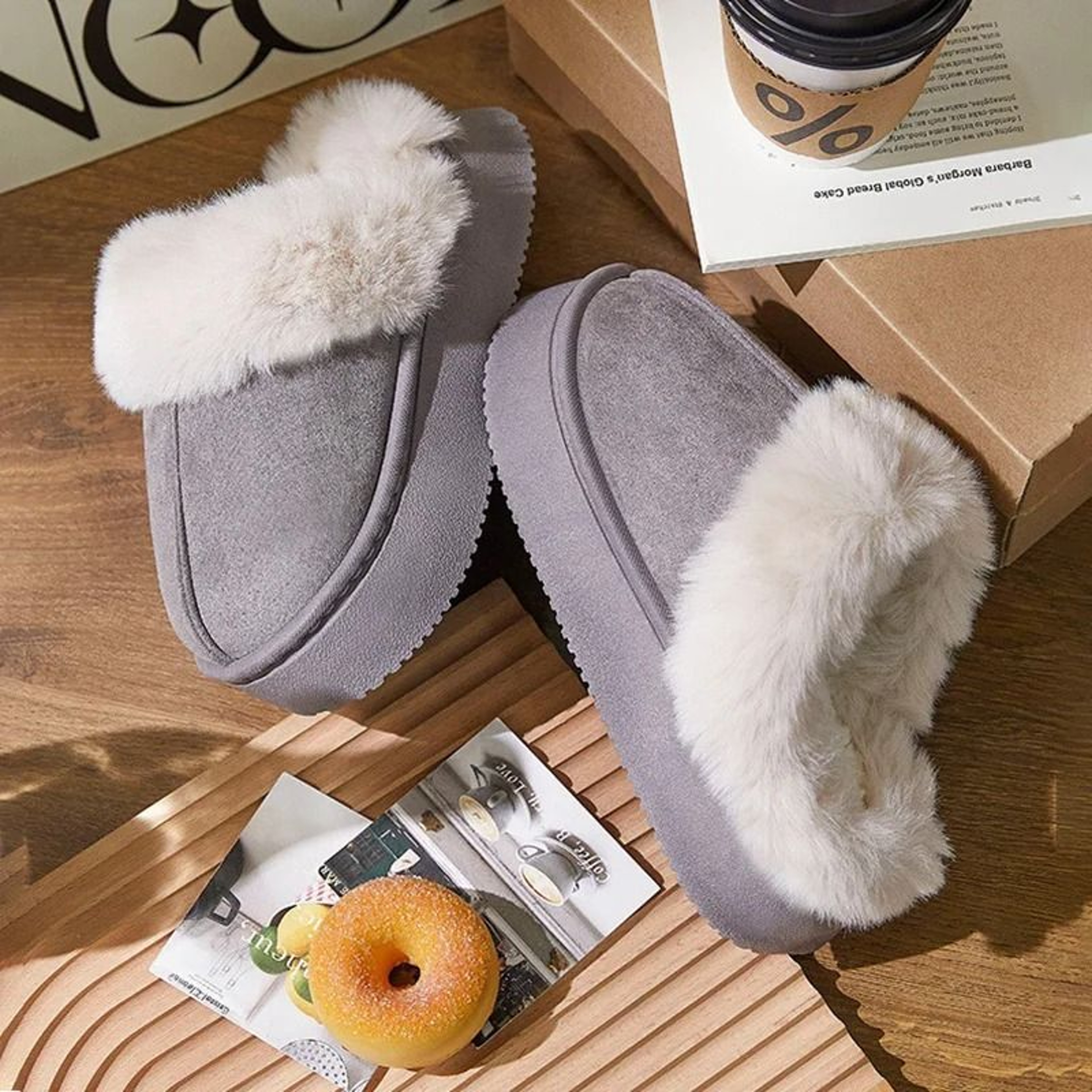 Womens Ankle Snow Boots Warm Indoor Outdoor Non Slip Slippers 2