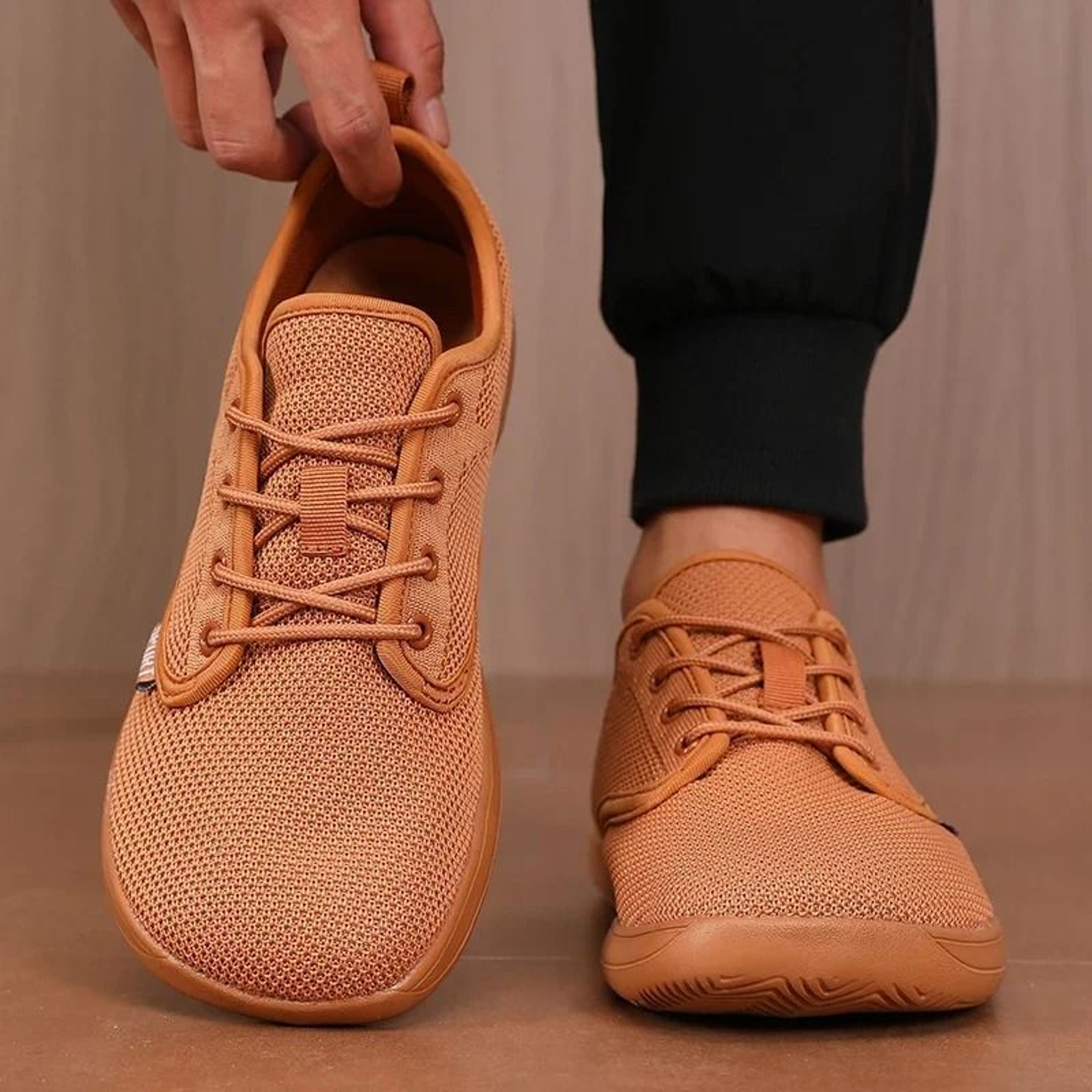 Wide Toe Men Shoes Breathable Knitted Mesh Soft Sole Casual Walking Shoes 6