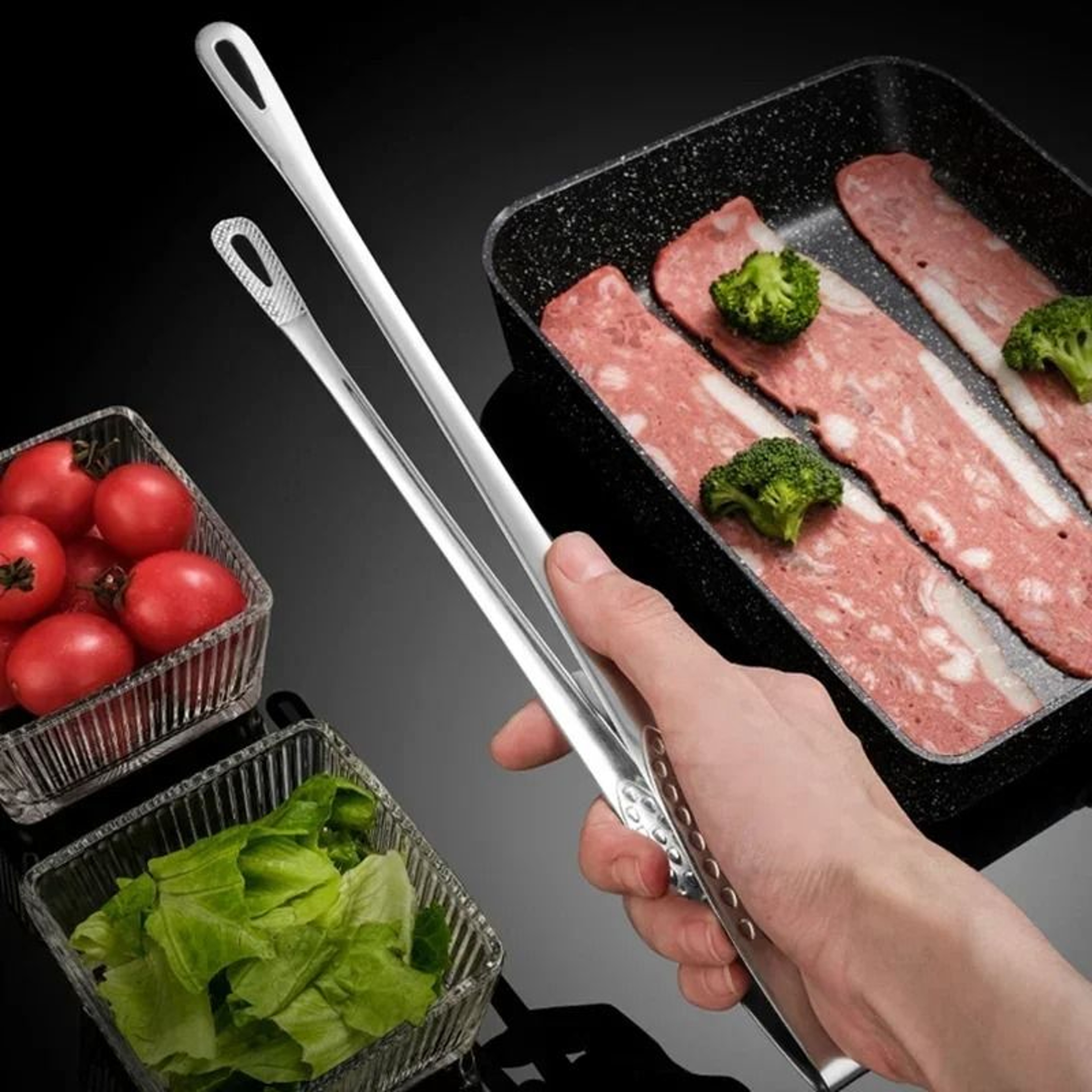 Stainless Steel Kitchen Tongs For Cooking And BBQ Grill 0