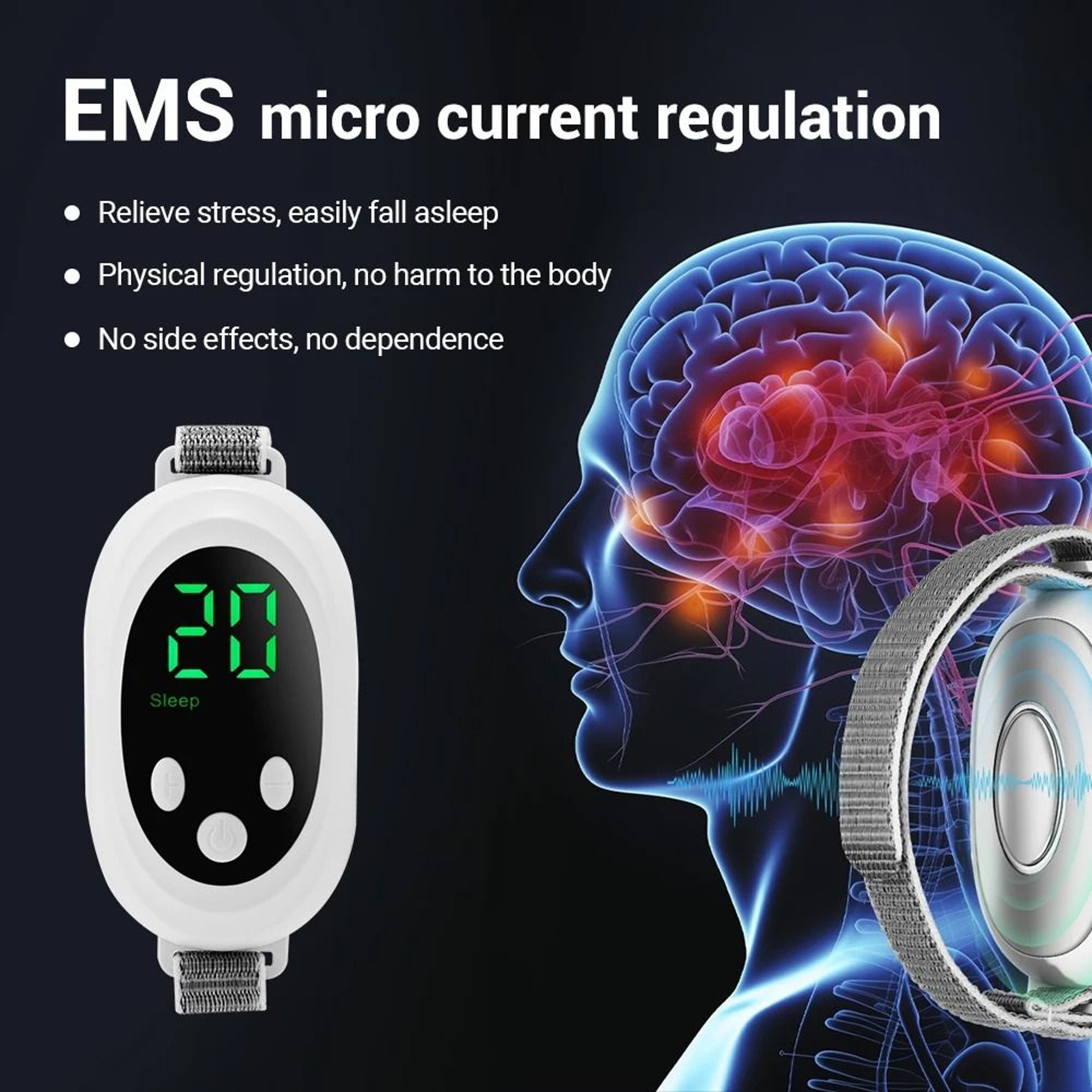 Handheld EMS Sleep Aid Device With 20 Levels Microcurrent Pulse For Relaxation And Insomnia Relief 3