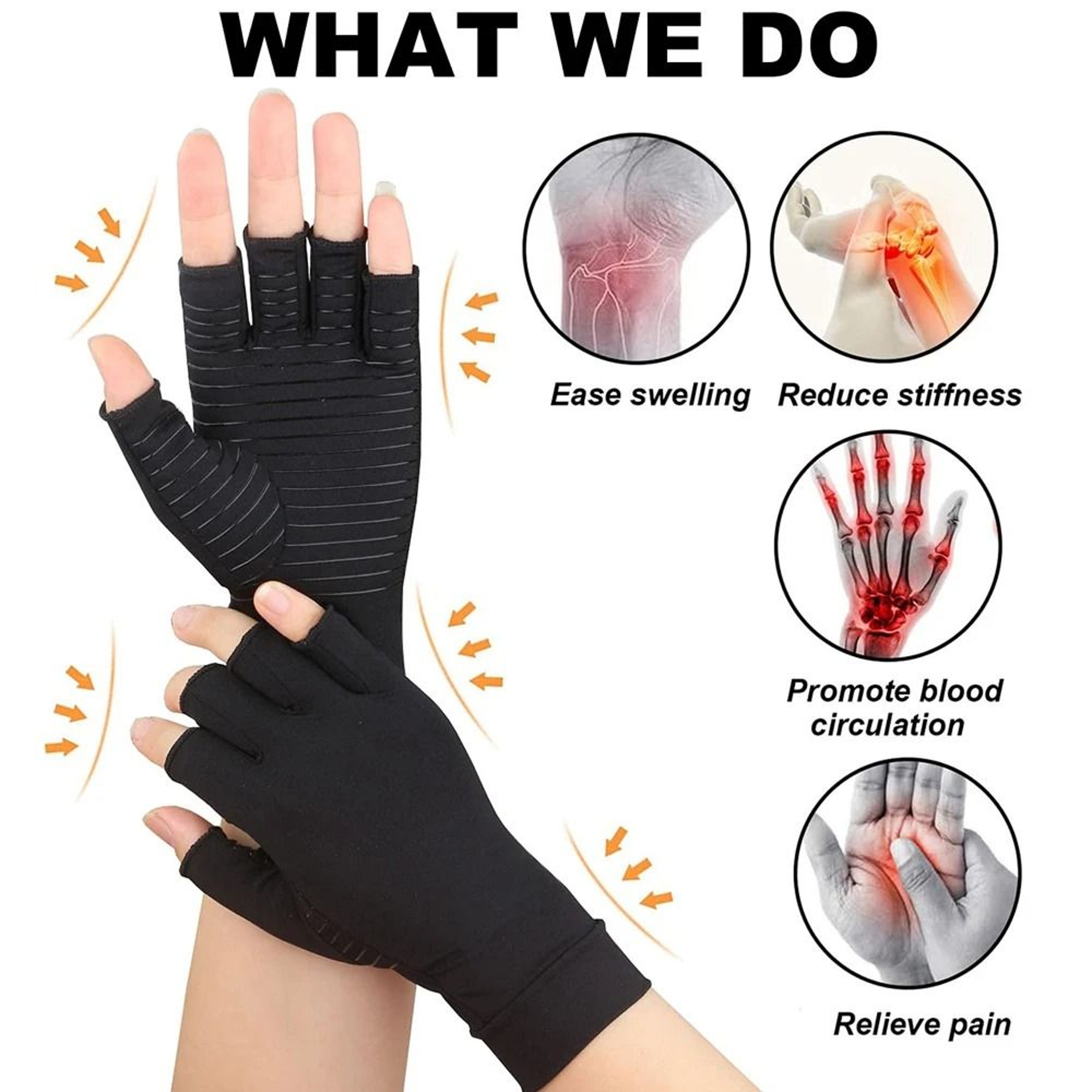 Copper Arthritis Compression Gloves Fingerless Pain Relief Support For Arthritis Carpal Tunnel Swel 3