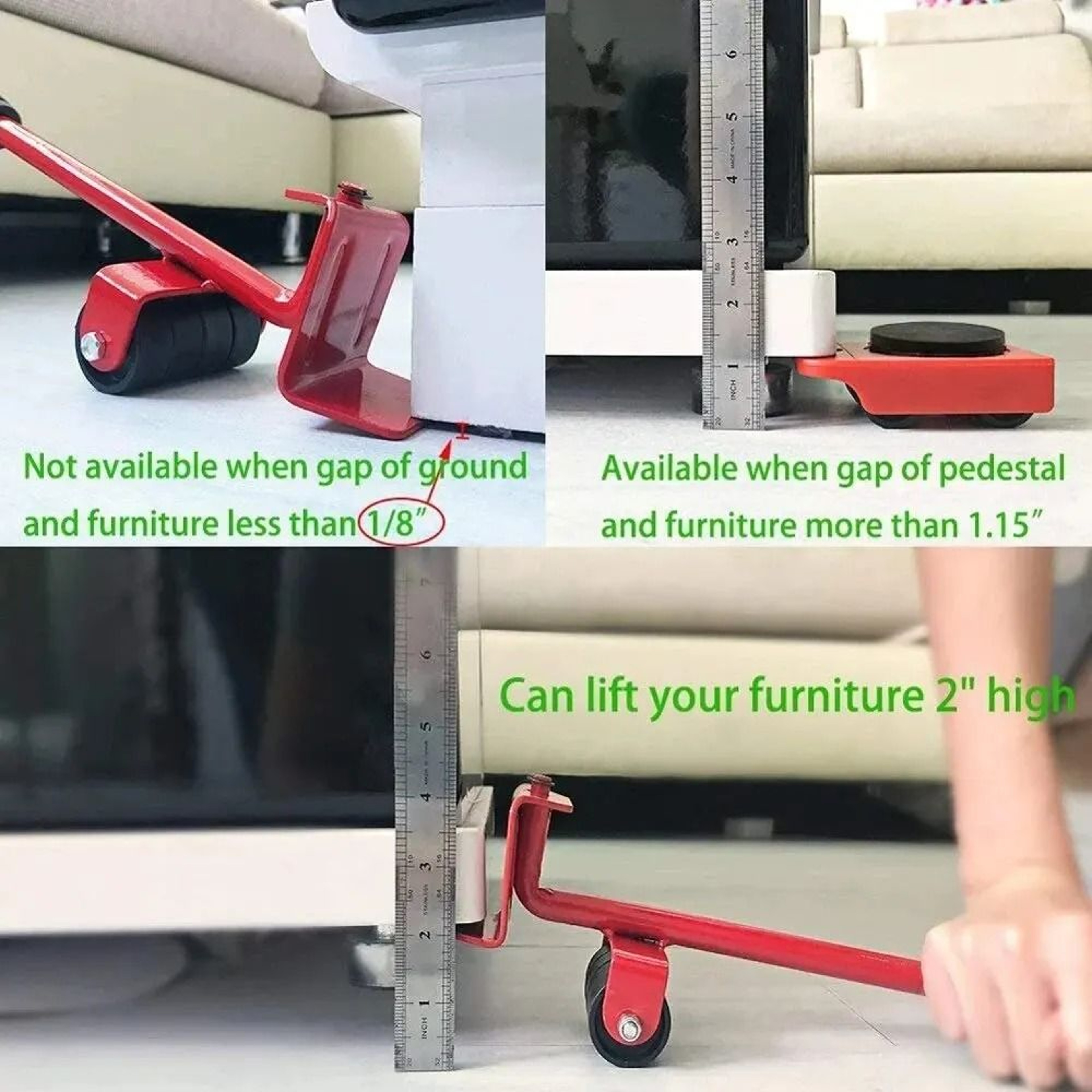 Furniture Moving Roller Set With Lifting Tool For Heavy Appliances 3
