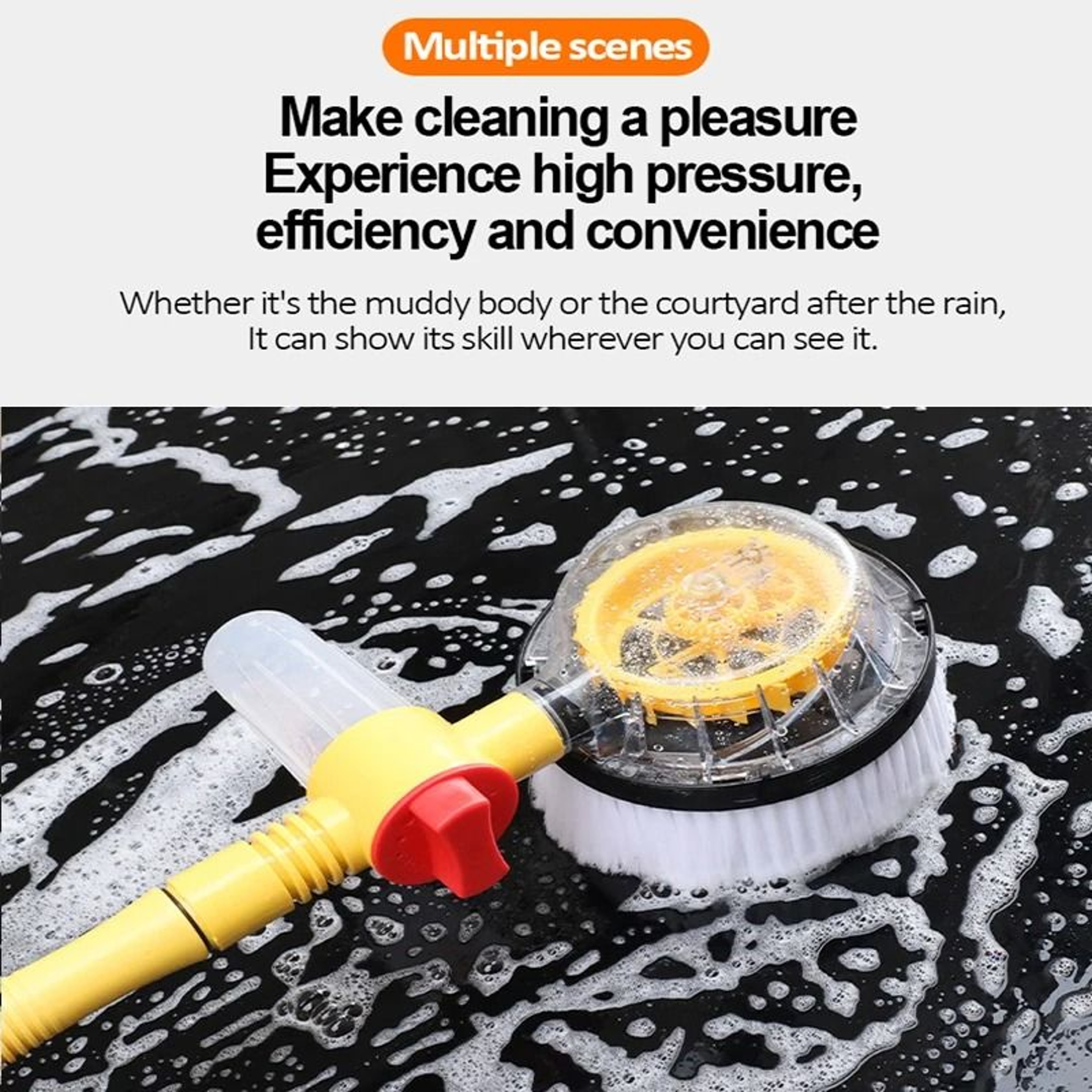 360 Degree Rotating Car Wash Brush Kit With High Pressure And Foam Dispenser 4