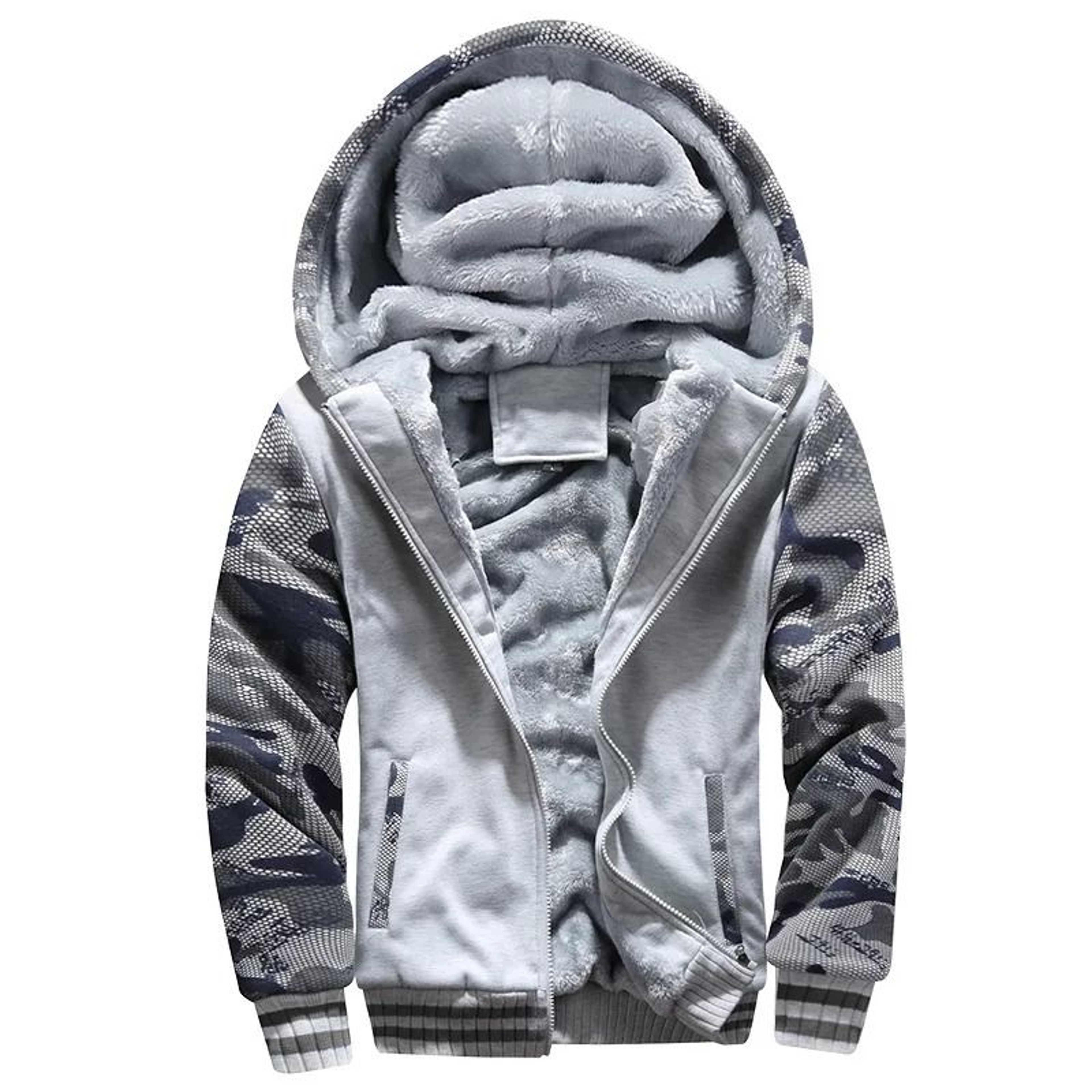 Mens Camouflage Winter Jacket With Fleece Lining And Hood 11