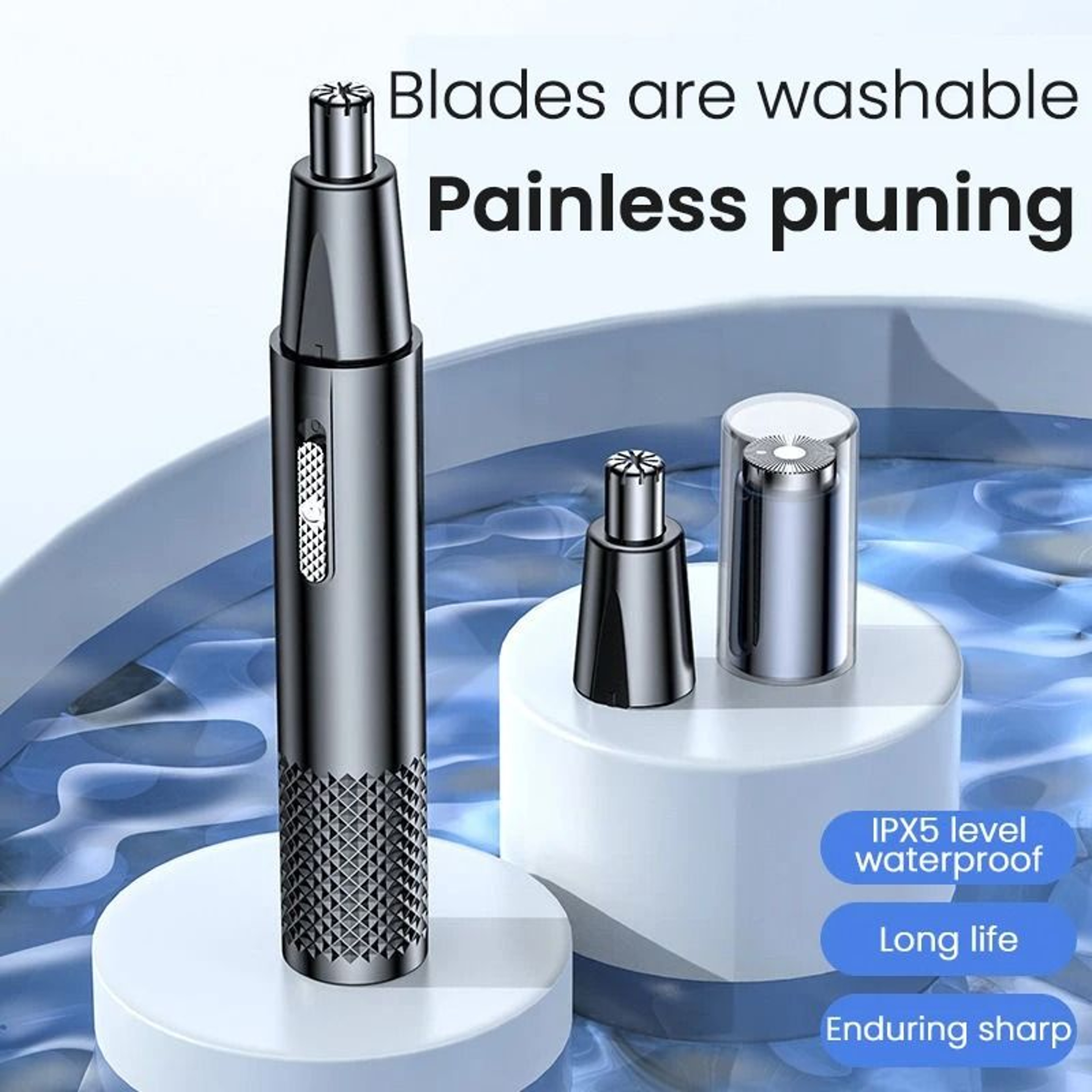 Rechargeable Nose Hair Trimmer With DualUse Design And Washable Blades 0
