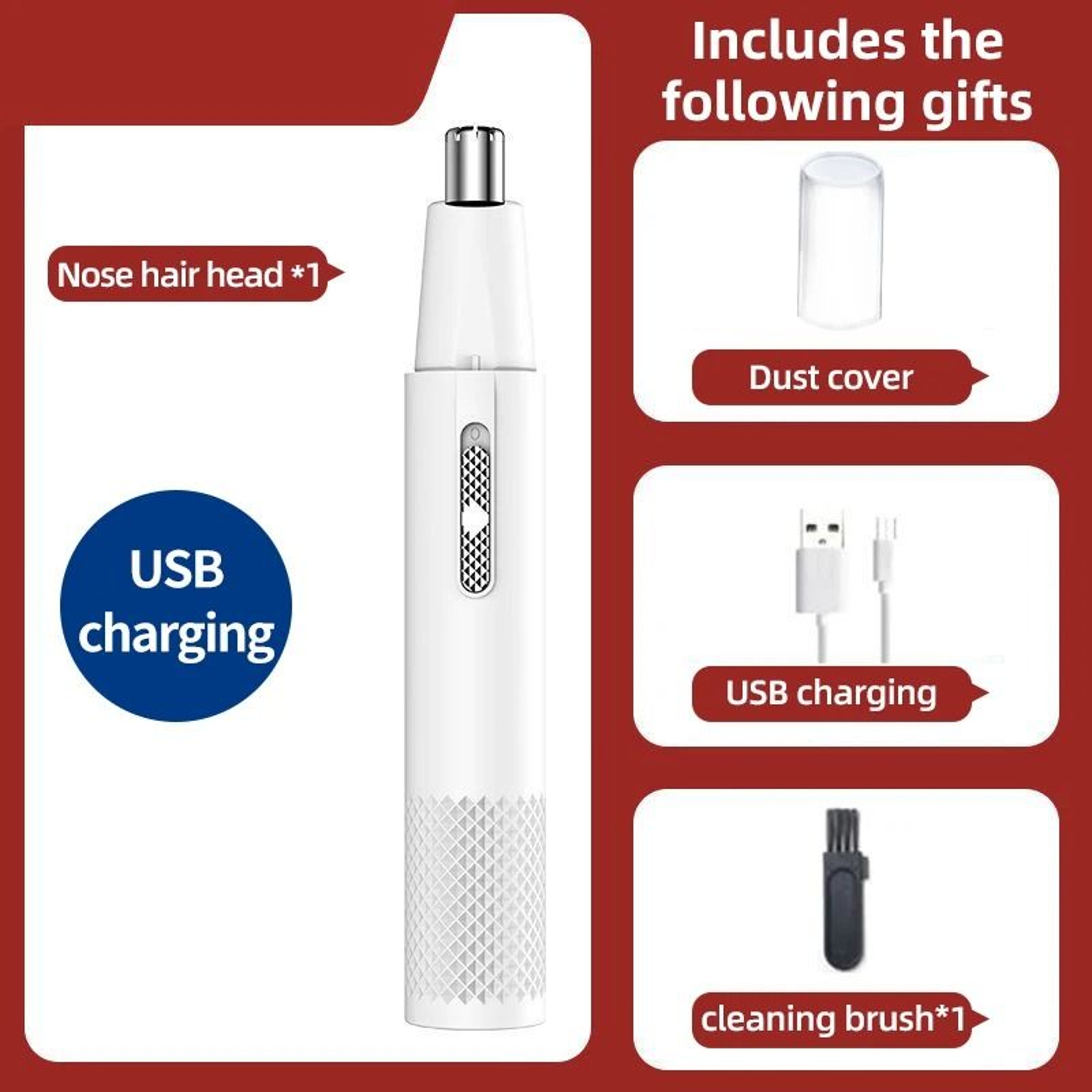 Rechargeable Nose Hair Trimmer With DualUse Design And Washable Blades 9