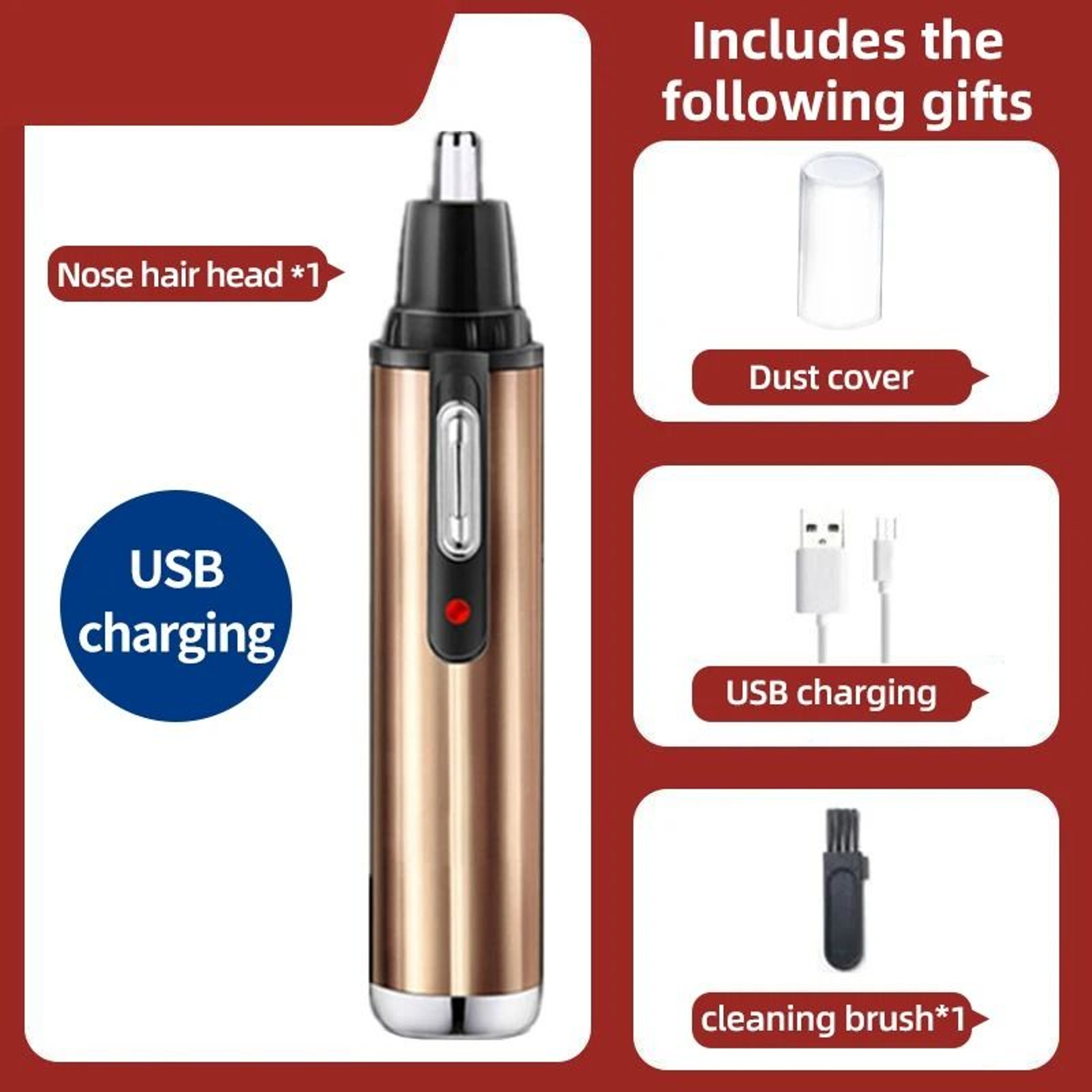 Rechargeable Nose Hair Trimmer With DualUse Design And Washable Blades 15