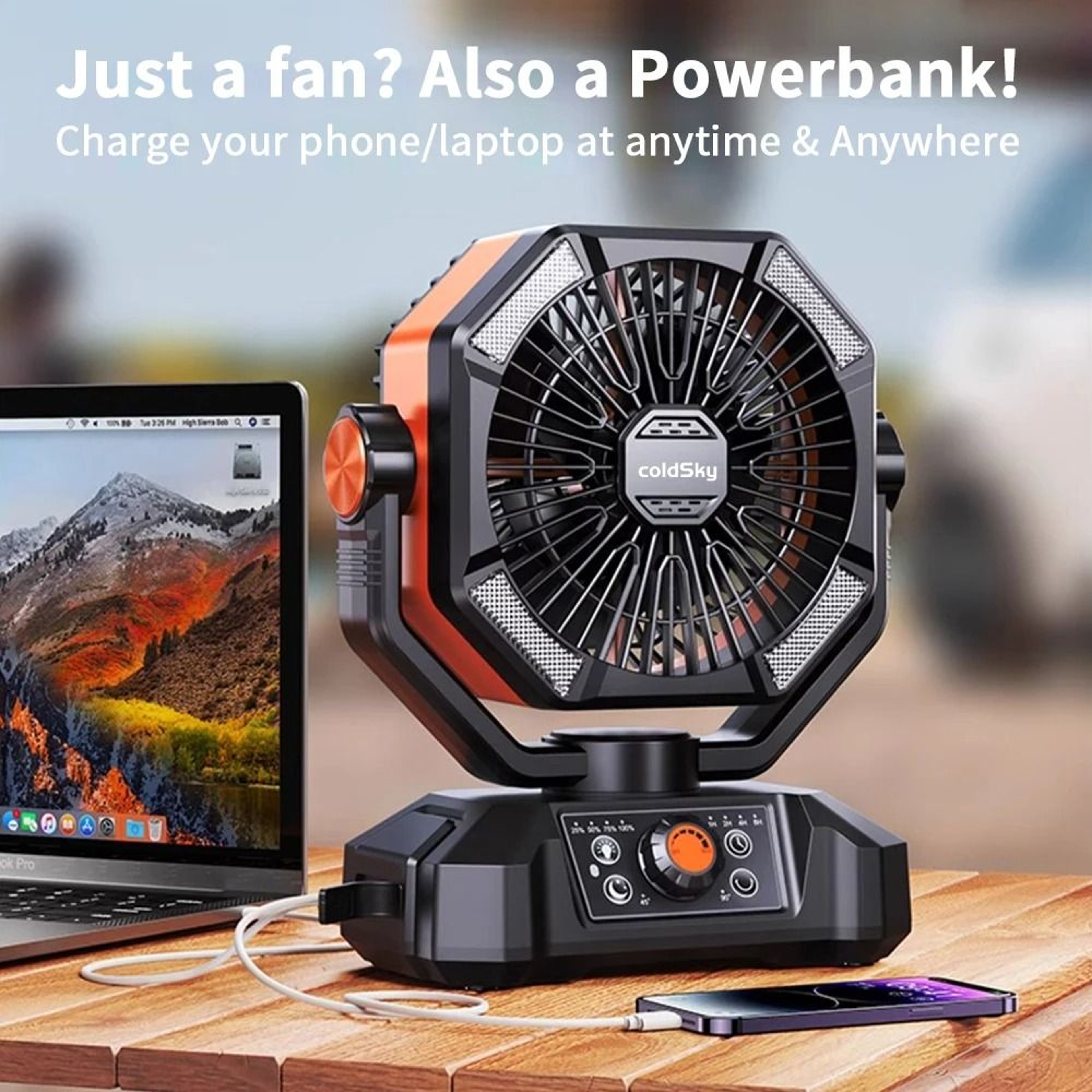 Portable Camping Fan With 20000mAh Battery And LED Lantern 4