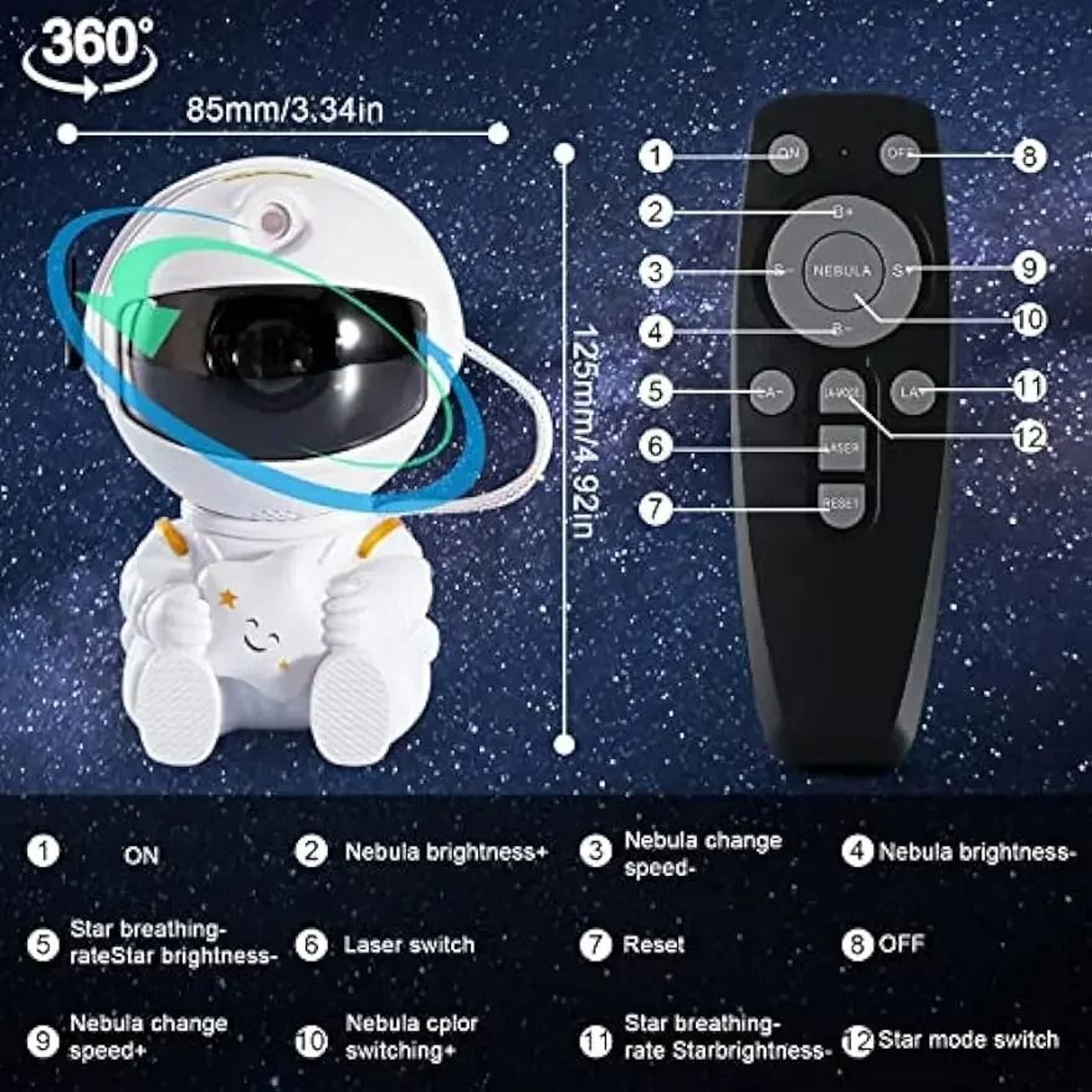 Astronaut Galaxy Projector Night Light Star Nebula Projector For Bedroom And Home Decoration 6