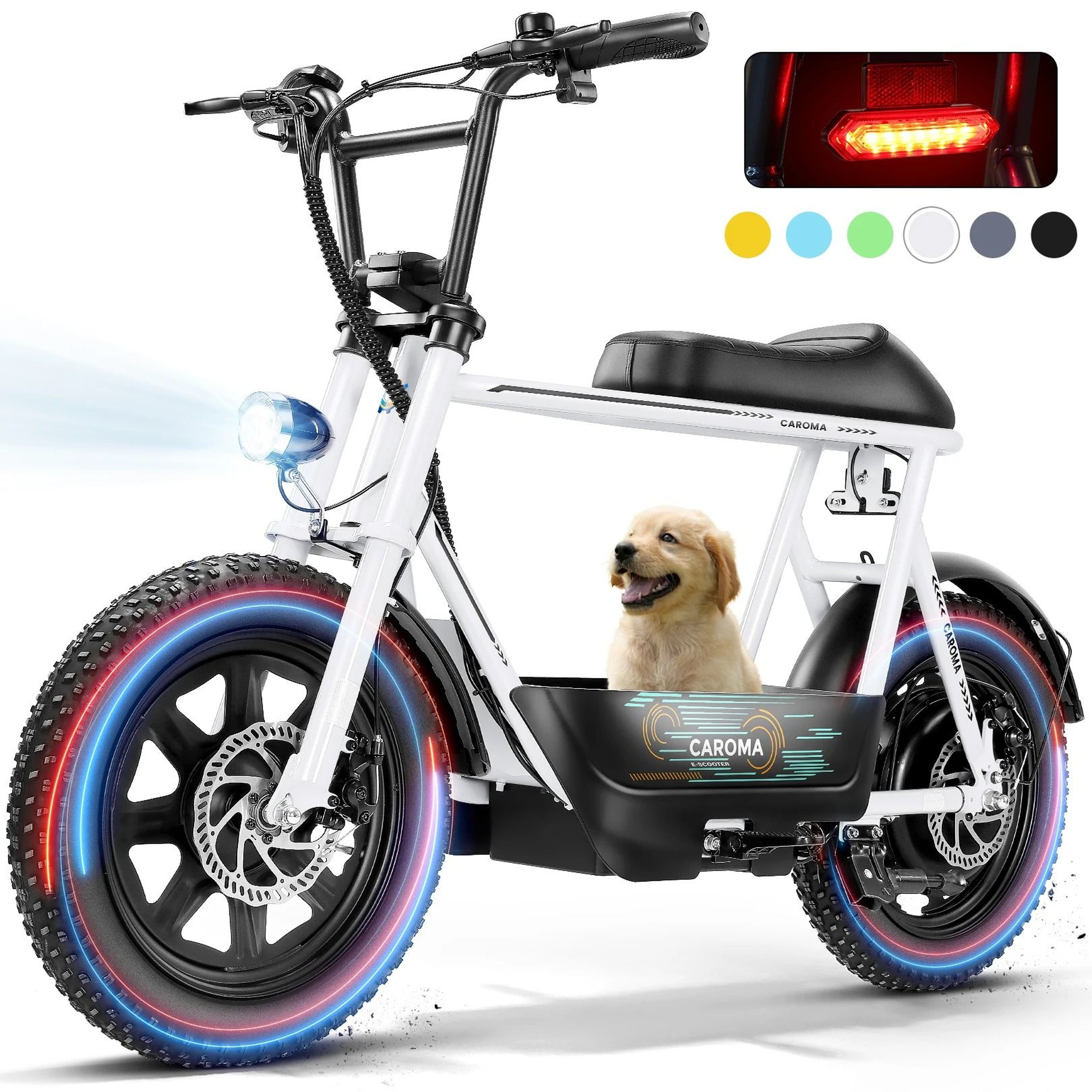 Electric Scooter With Seat For Adults 16 Inch Fat Tire All Terrain Commuter Ebike With Basket 8