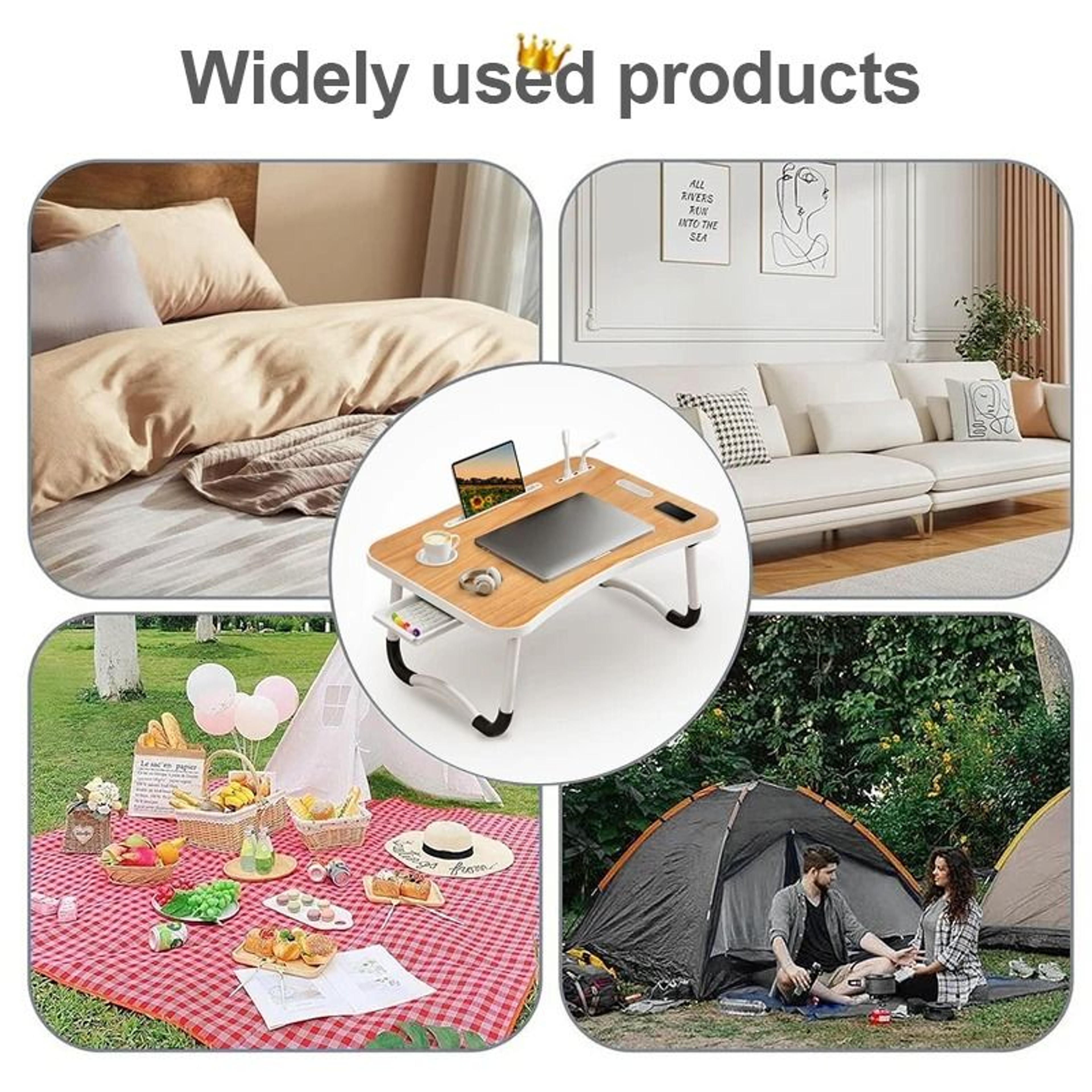 Portable Laptop Desk Foldable Table With USB Light And Cup Holder 6