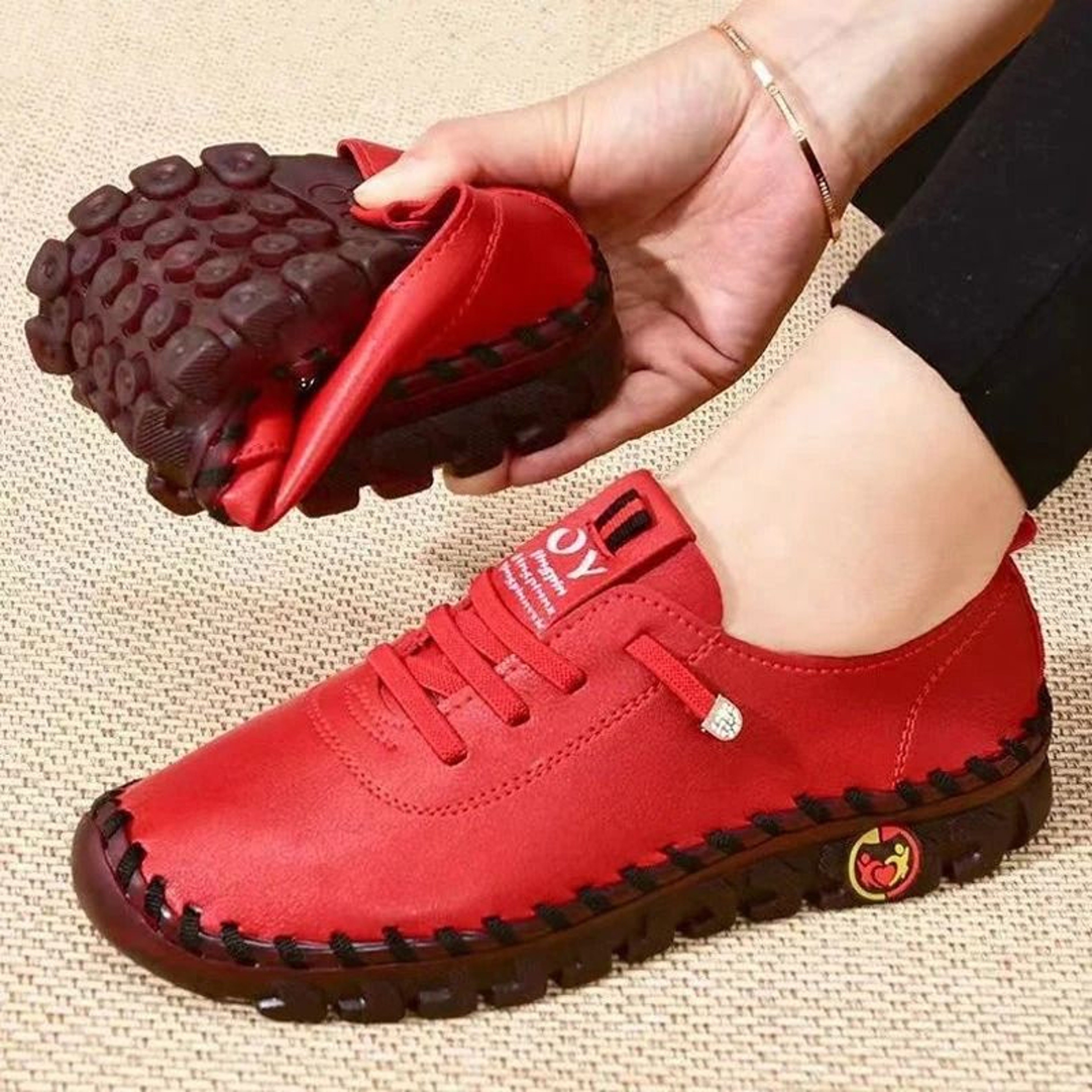 Women Leather Loafers Casual Lace Up Flat Shoes 7