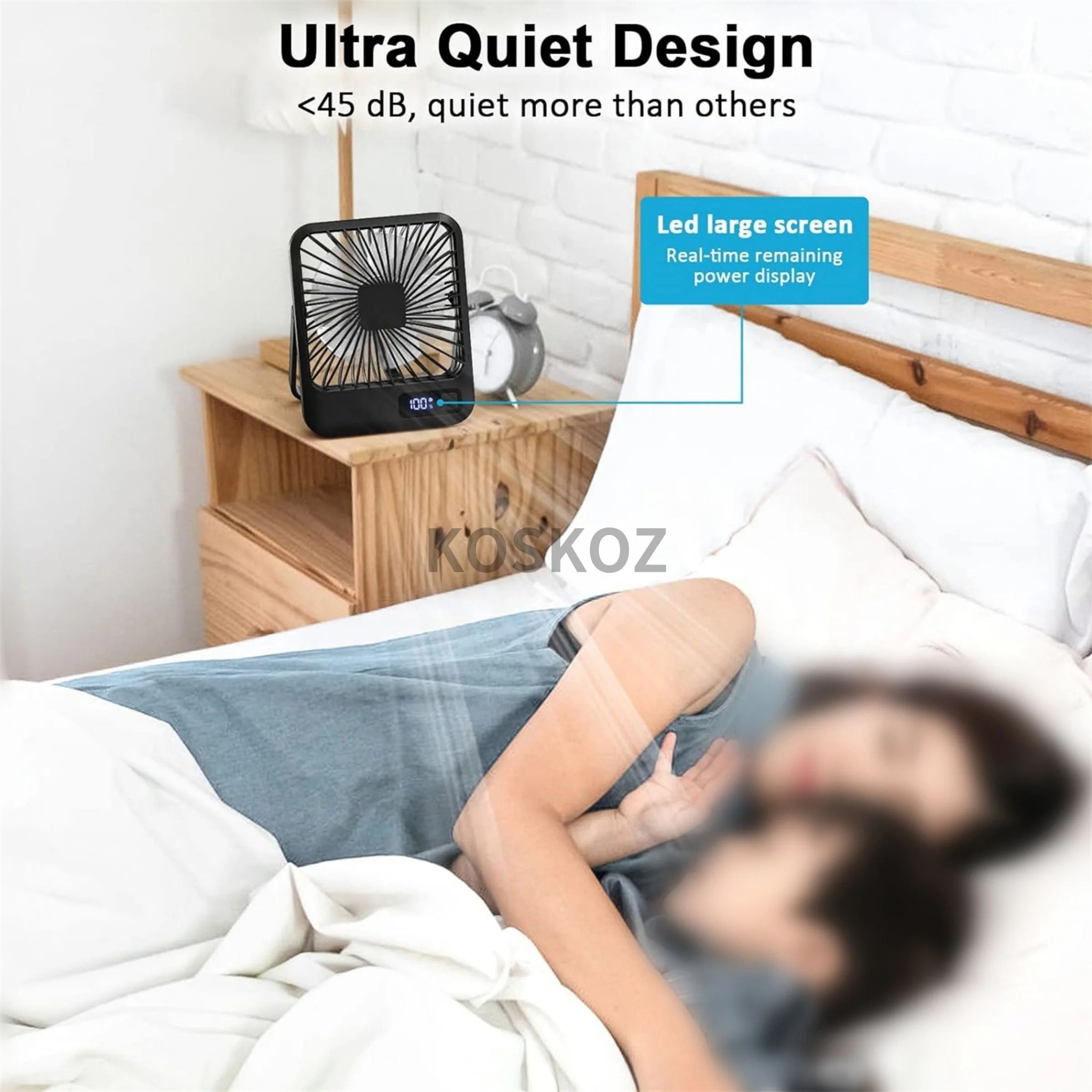 Portable USB Rechargeable Desk Fan With 180 Foldable Tilt And 5 Speeds 3