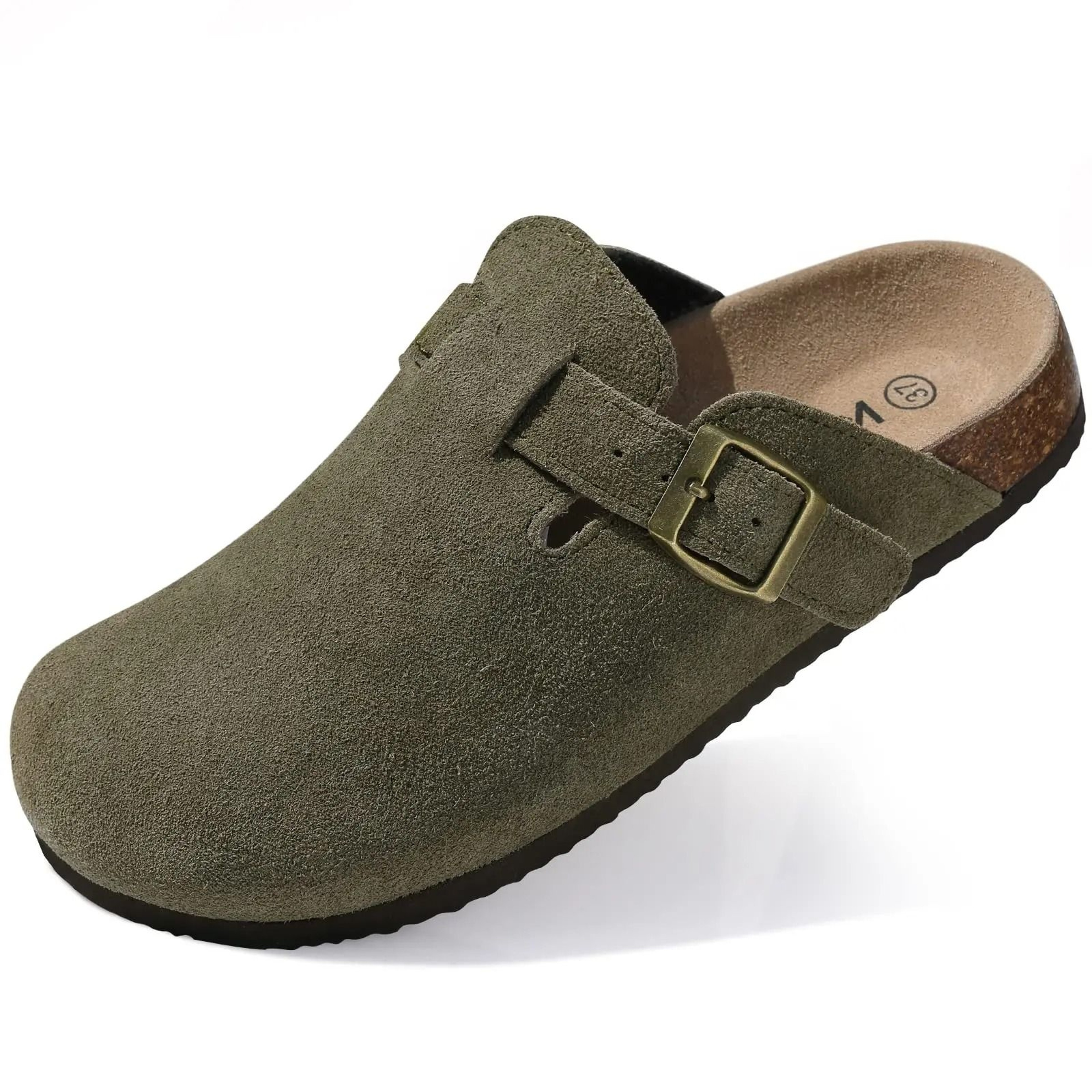 Genuine Suede Clogs With Cork Footbed Arch Support Mules For Women And Men 9