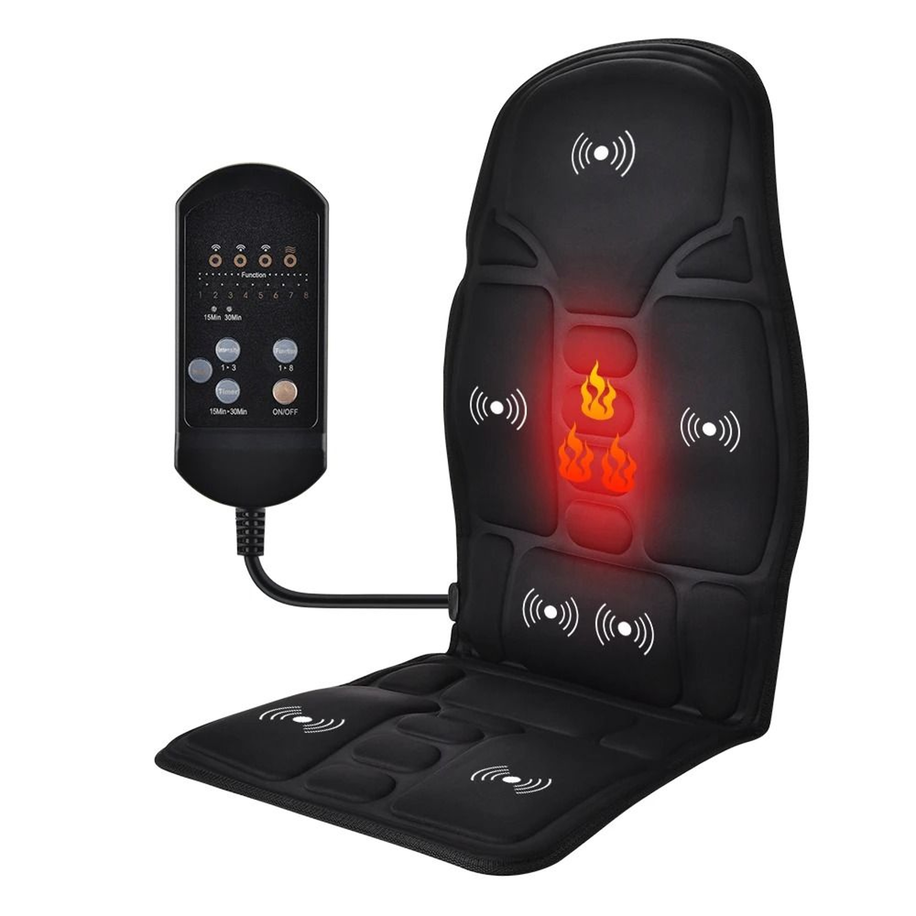 Electric Heating Back And Waist Massager Mat With Vibration For Chair Or Car 6