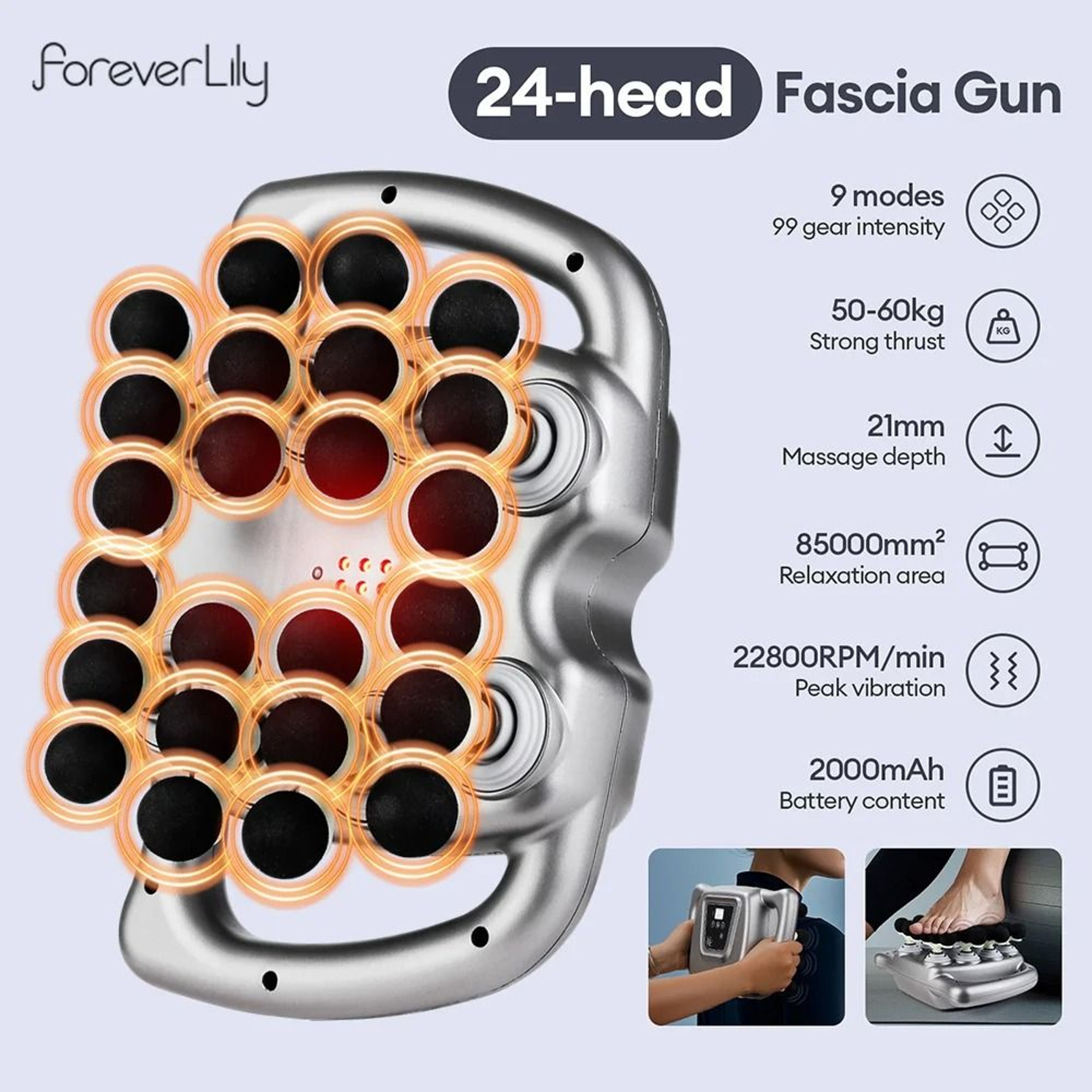 Deep Tissue Massage Gun With 24 Heads And 99 Speed Levels 2