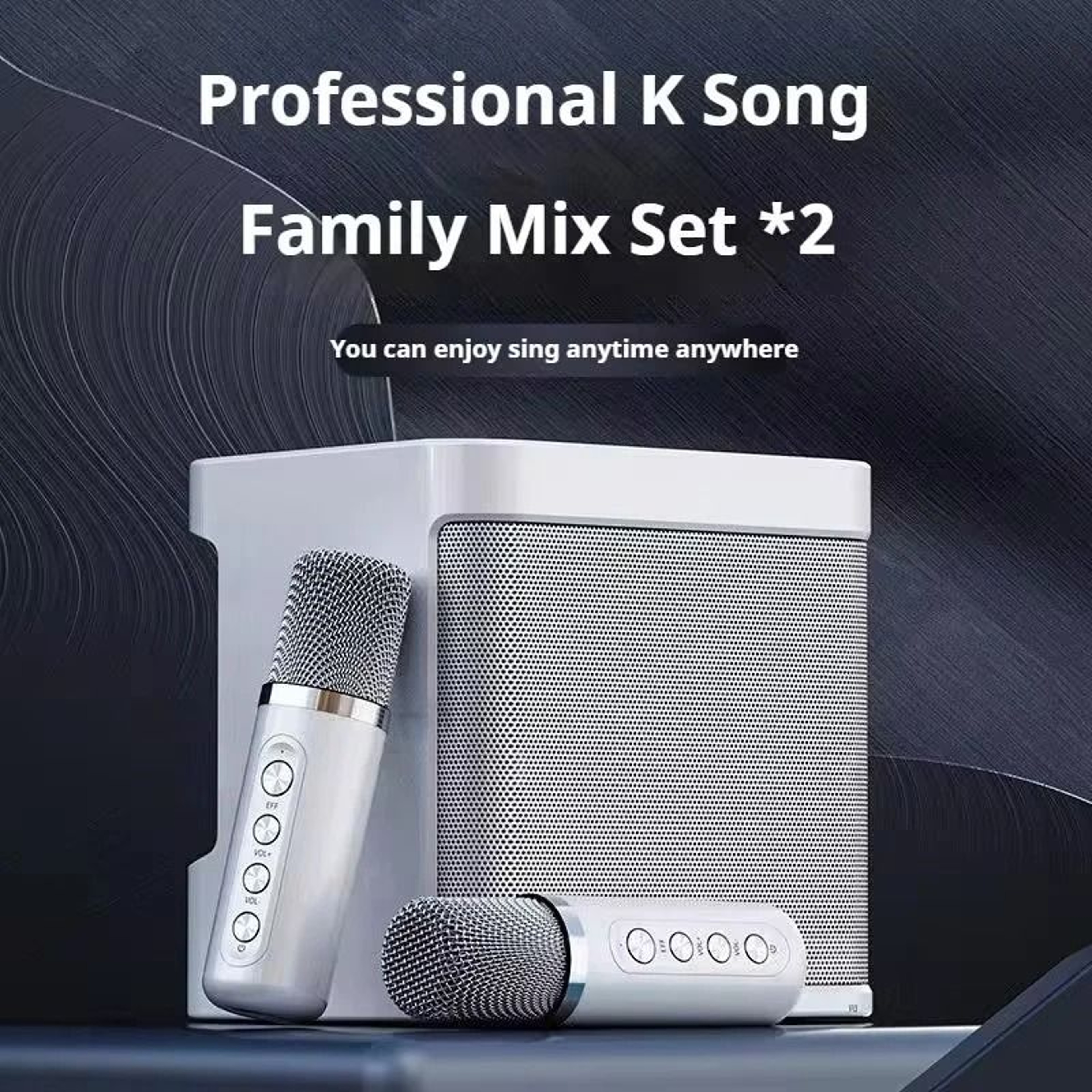 Portable Karaoke Machine With Dual Microphones Bluetooth Speaker For Adults And Kids 0
