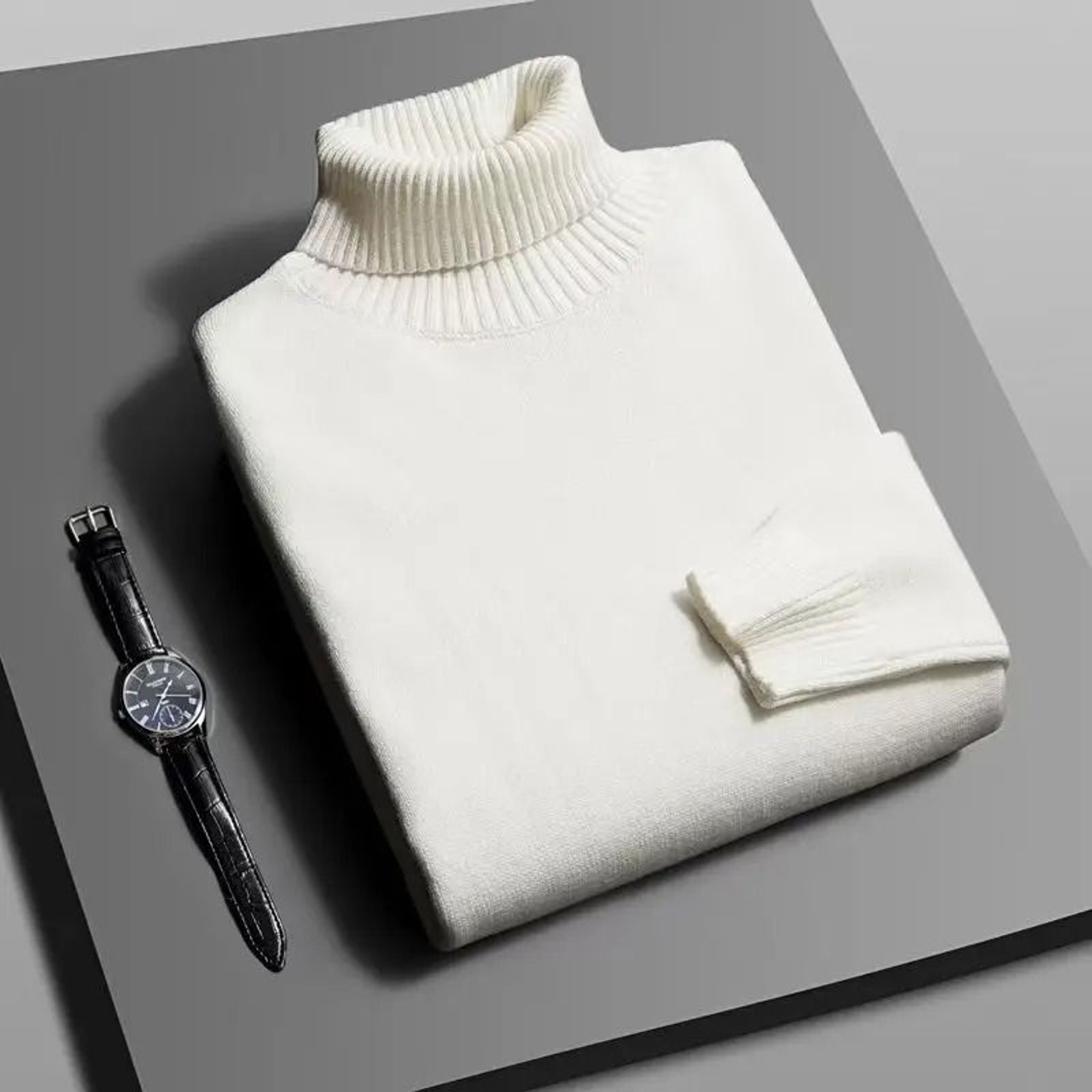 Mens Knitted Turtleneck Sweater Slim Fit Long Sleeve Pullover 8