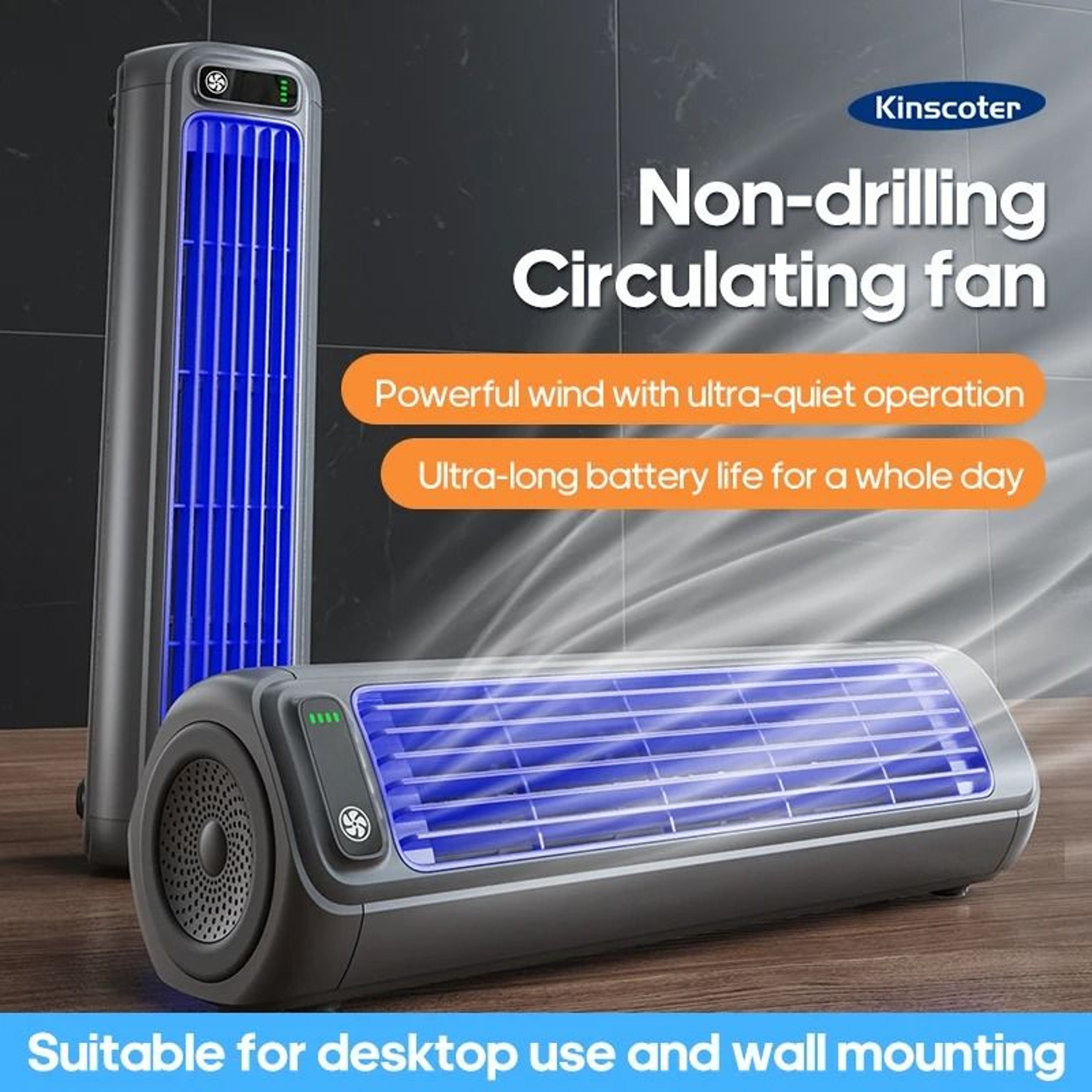 Portable Air Conditioner Fan With Rechargeable Battery Quiet Desktop And Wall Mount 0